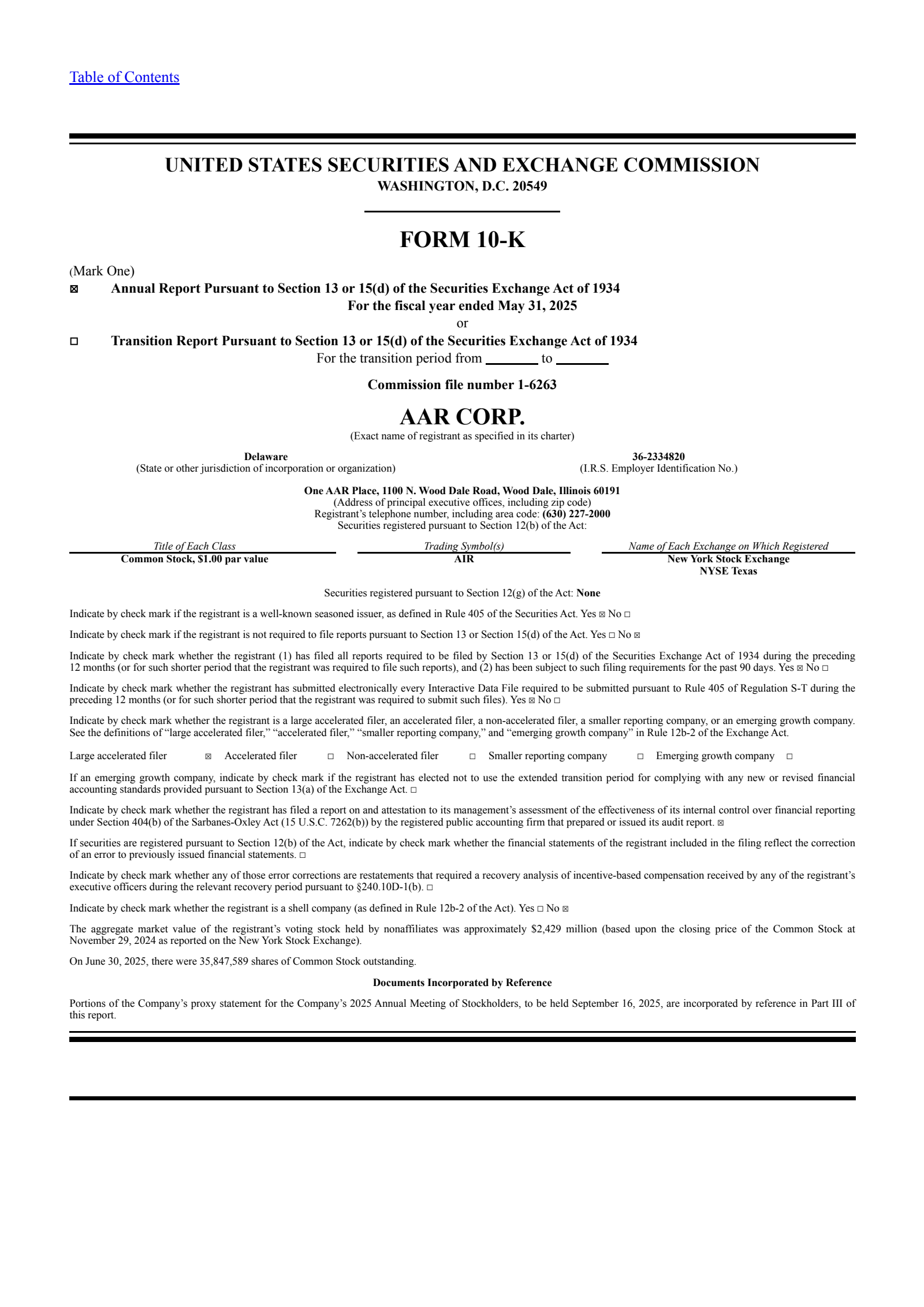 AAR's Q4 2025 Annual report