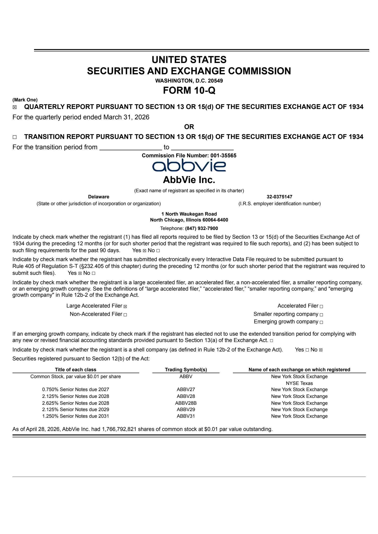 AbbVie's Q1 2026 Quarterly report