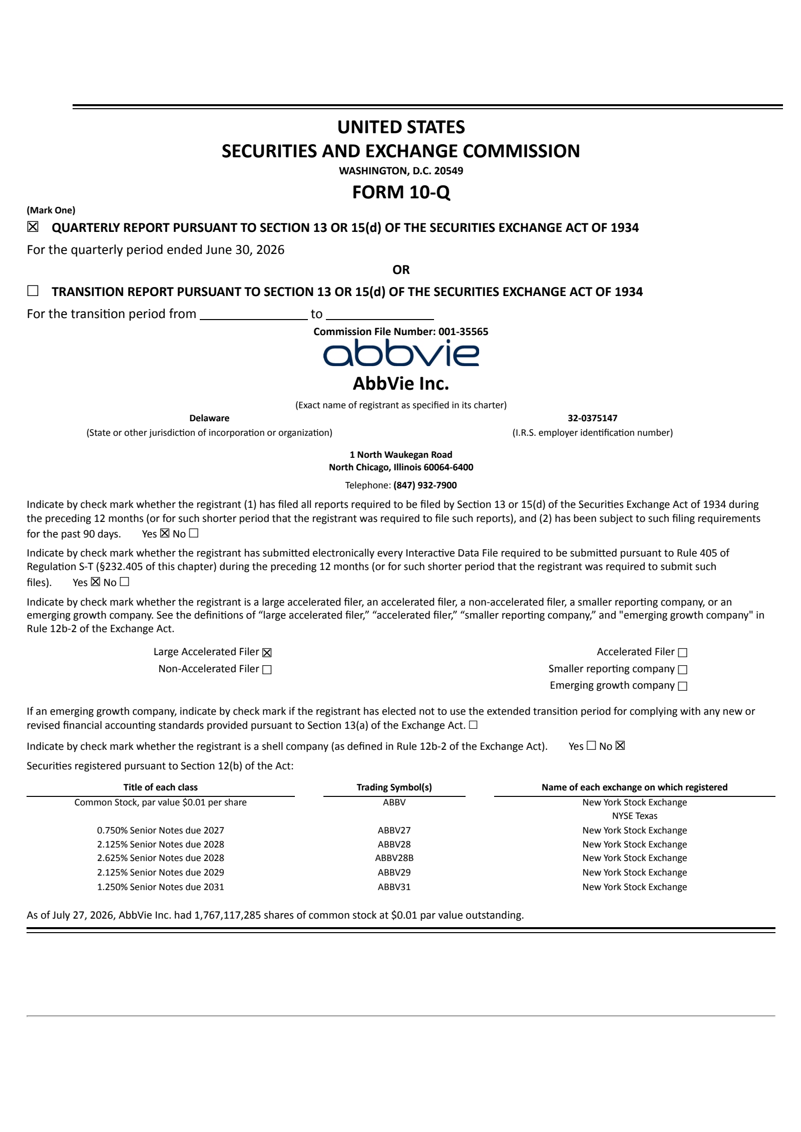 AbbVie's Q2 2026 Quarterly report