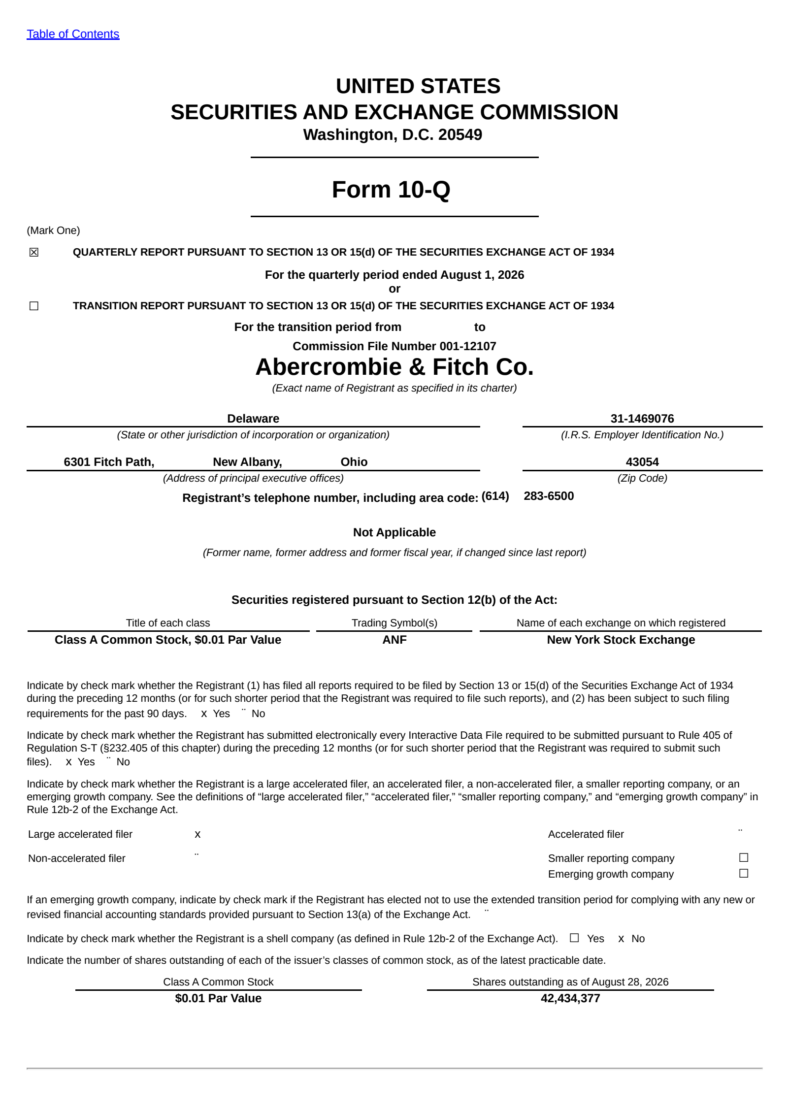 Abercrombie & Fitch's Q2 2027 Quarterly report