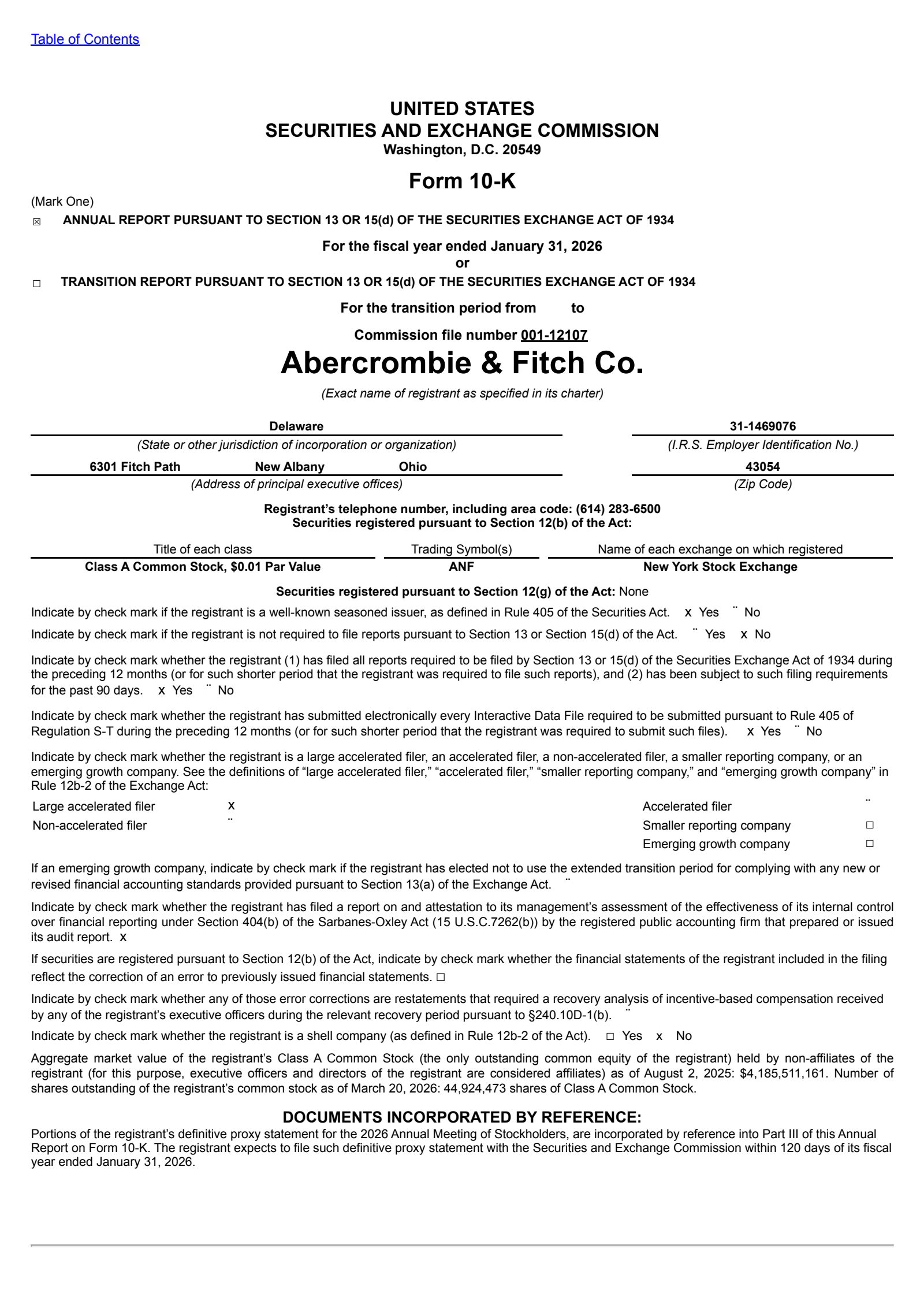 Abercrombie & Fitch's Q4 2026 Annual report