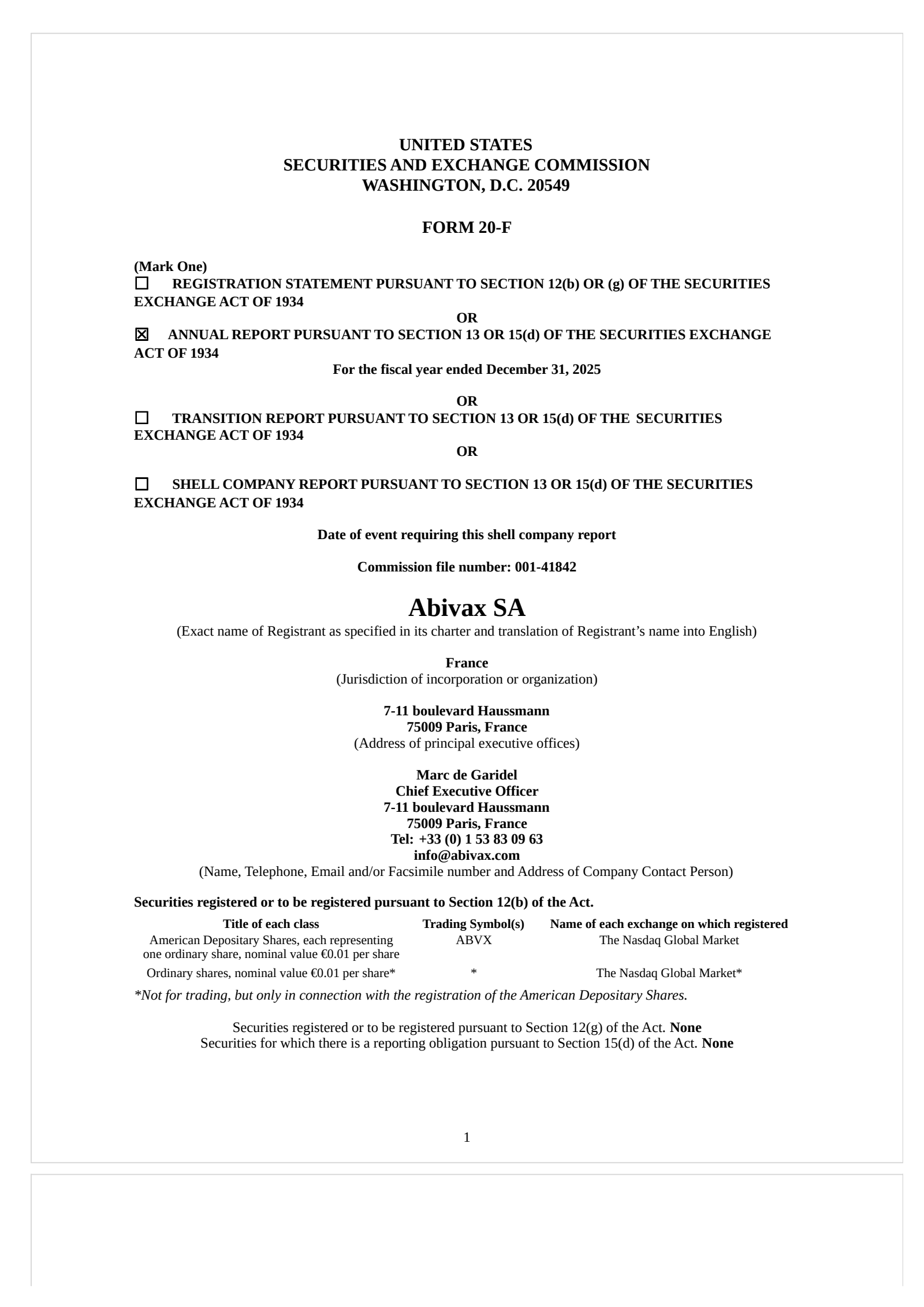 Abivax's Q4 2025 Annual report