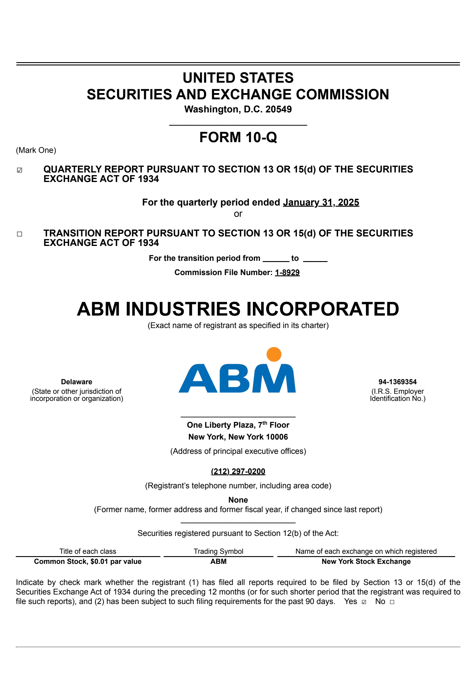 ABM Industries' Q1 2025 Quarterly report