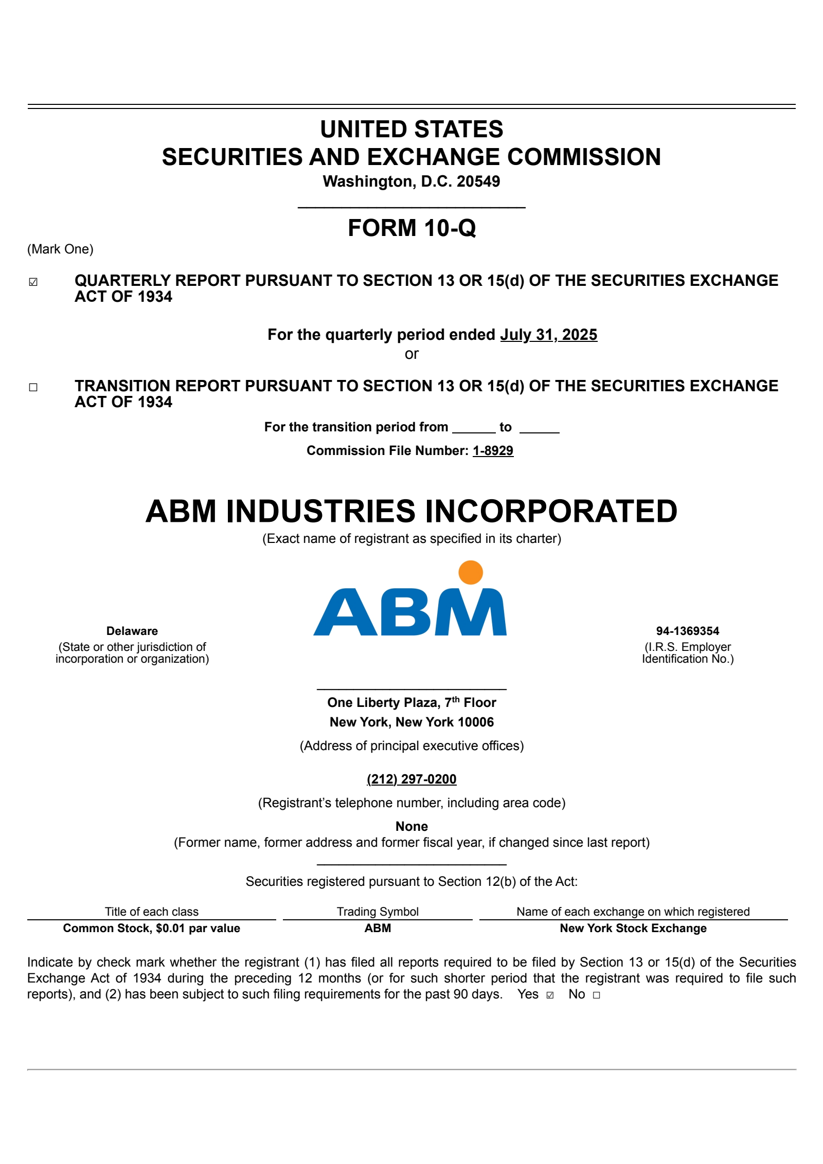 ABM Industries' Q3 2025 Quarterly report