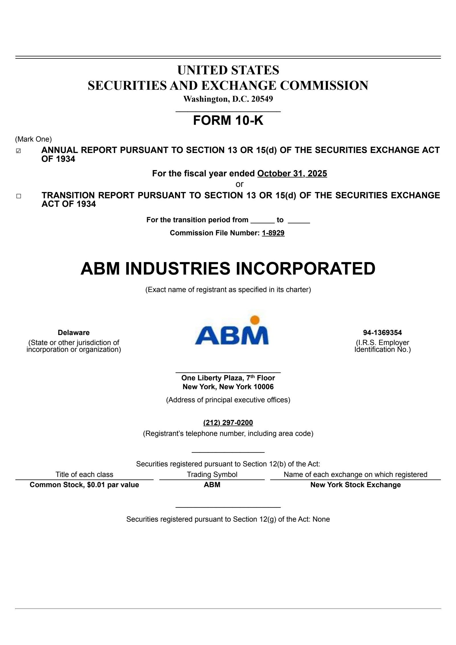ABM Industries' Q4 2025 Annual Report