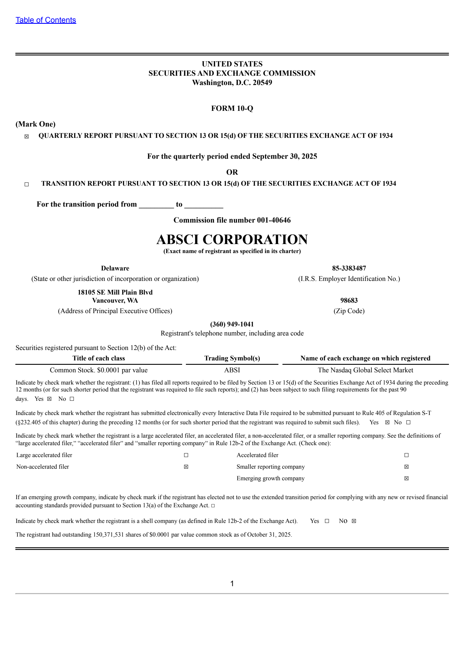 Absci's Q3 2025 Quarterly Report