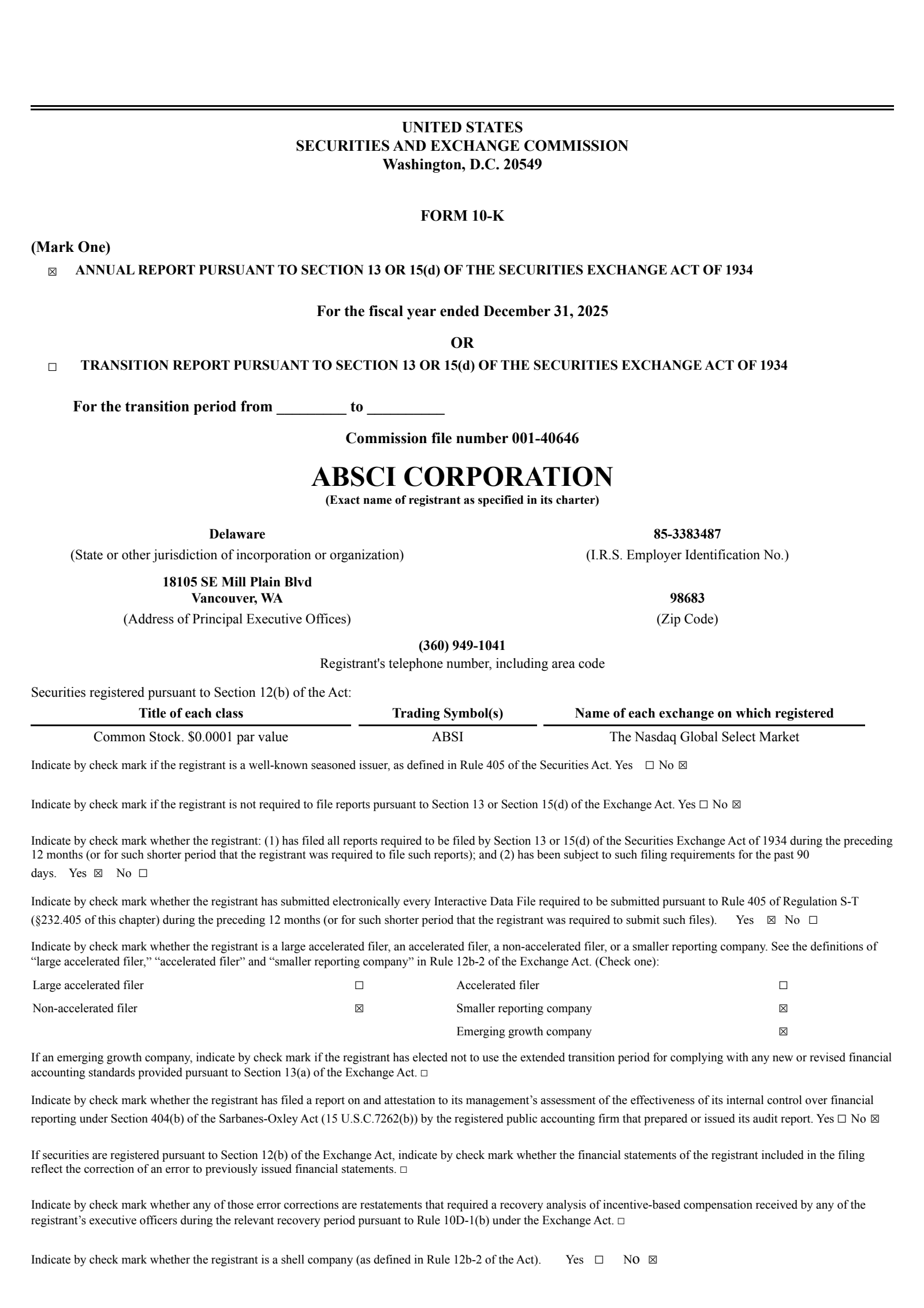 Absci's Q4 2025 Annual report