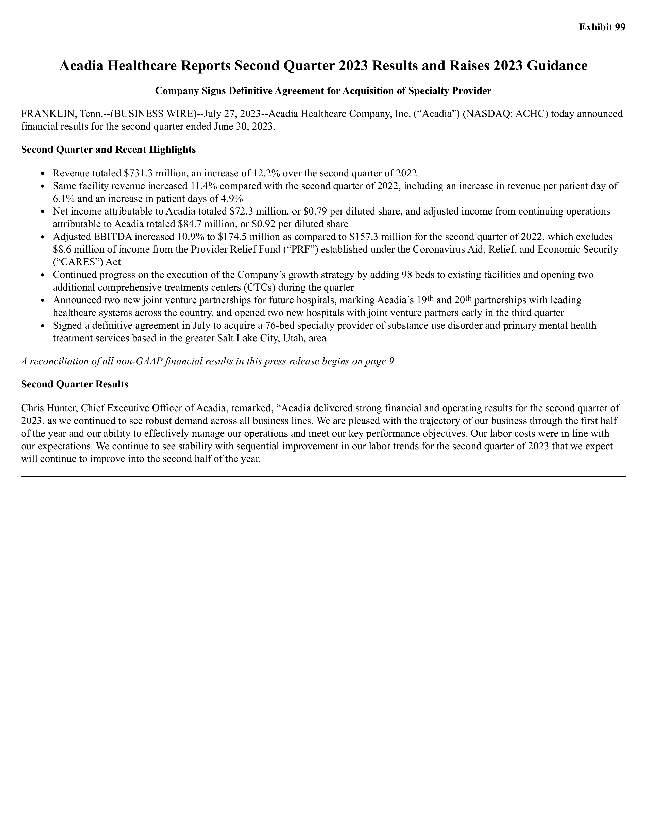 Unifi's Q2 2023 Press Release