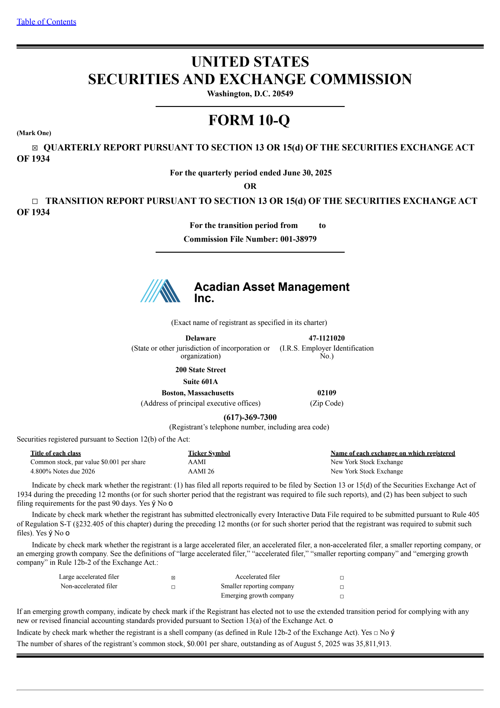 Acadian Asset Management's Q2 2025 Quarterly report