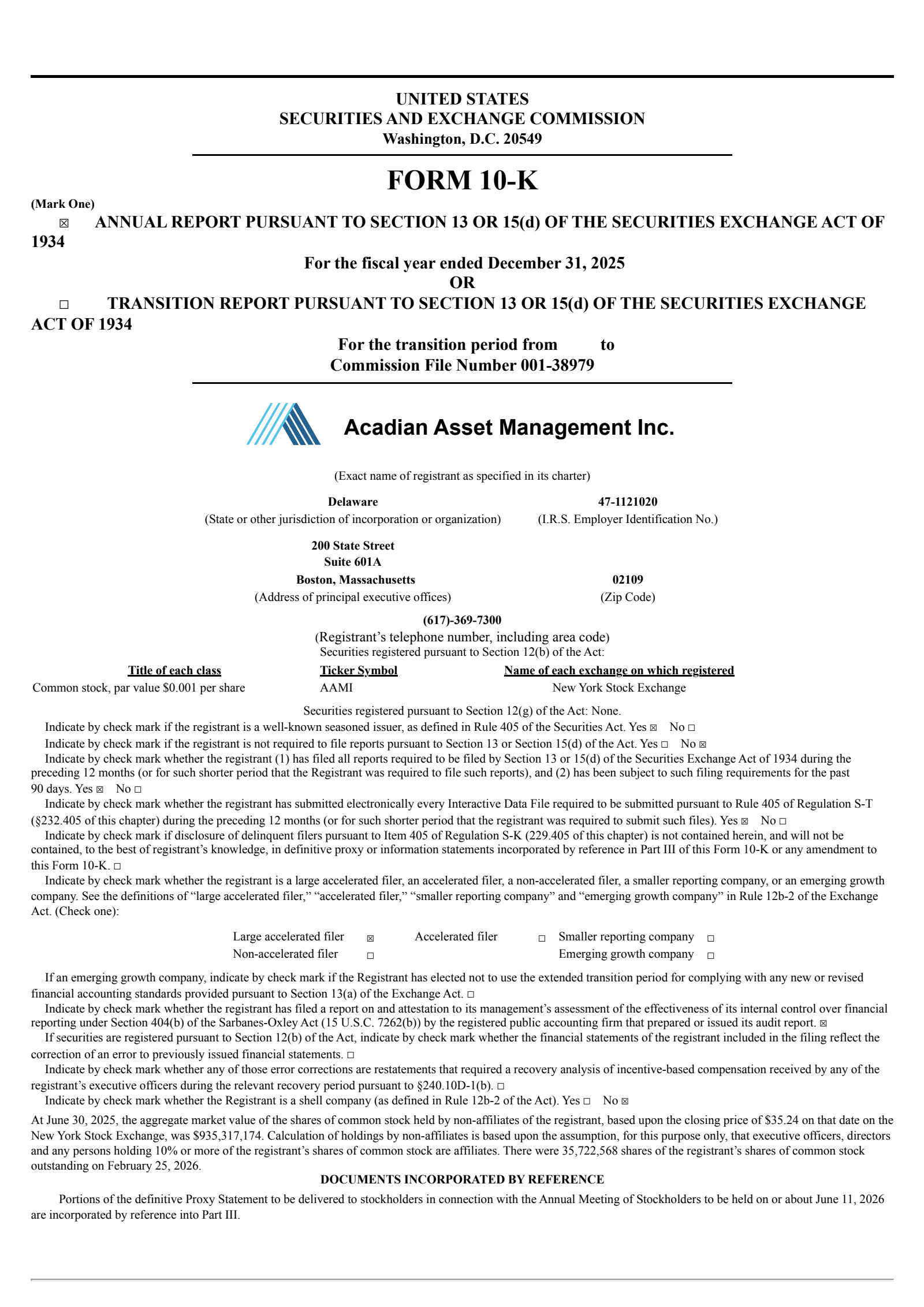 Acadian Asset Management's Q4 2025 Annual report