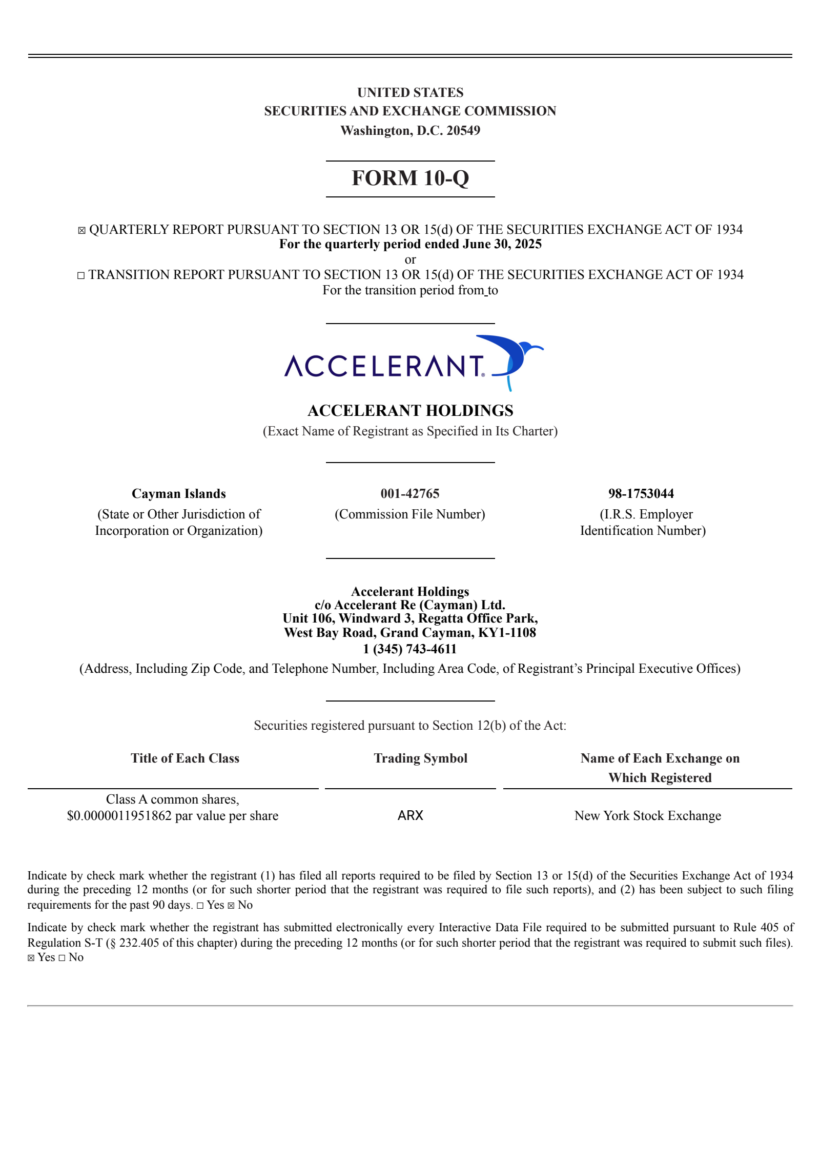 Accelerant's Q2 2025 Quarterly report