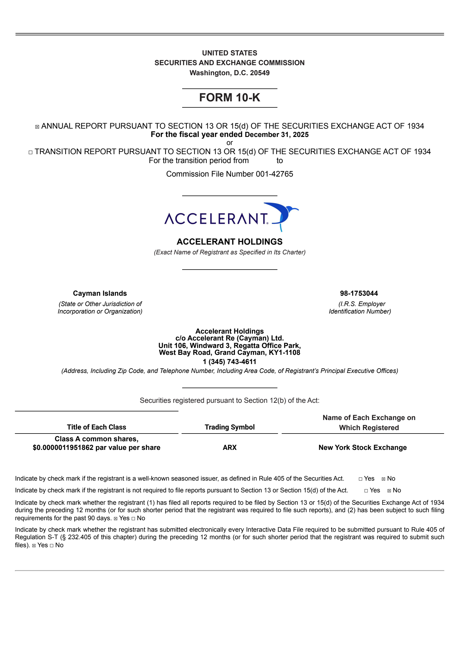 Accelerant's Q4 2025 Annual report