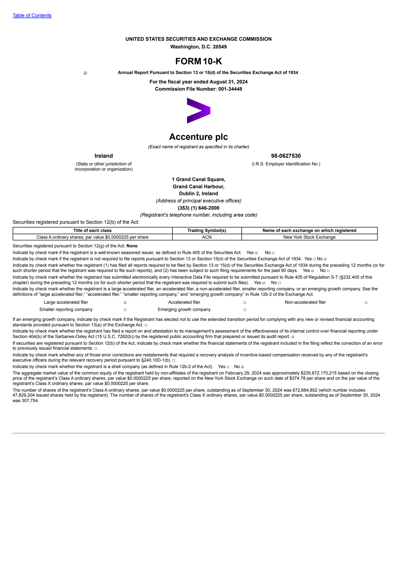 ACN Q4 2024 Earnings Report on 9/26/2024