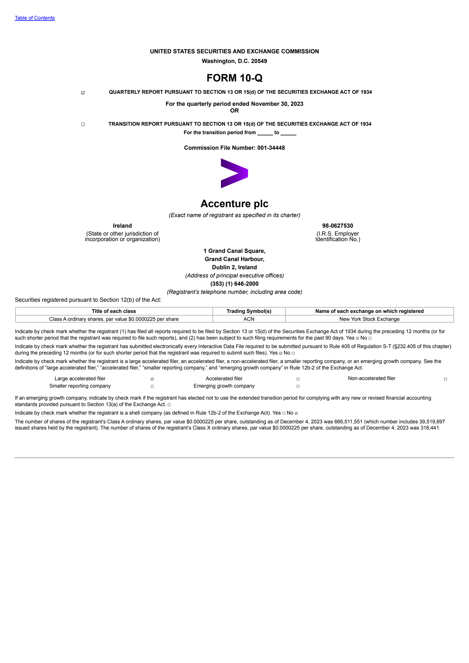 Accenture's Q1 2024 Quarterly report