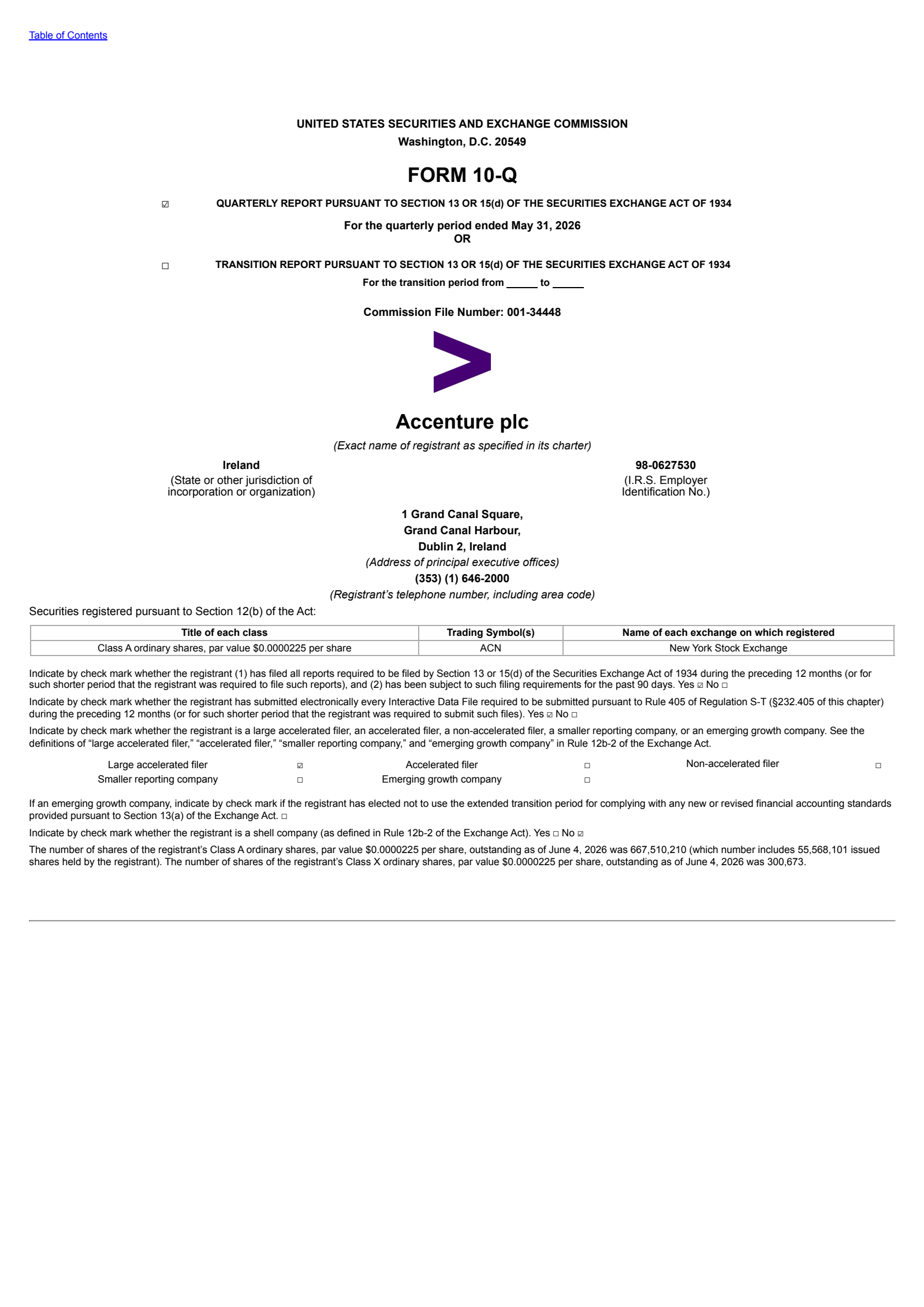 Accenture's Q3 2026 Quarterly report