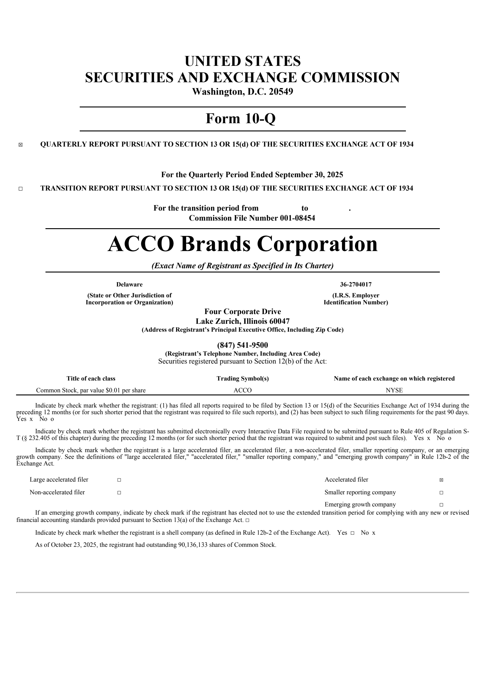 Acco Brands' Q3 2025 Quarterly Report