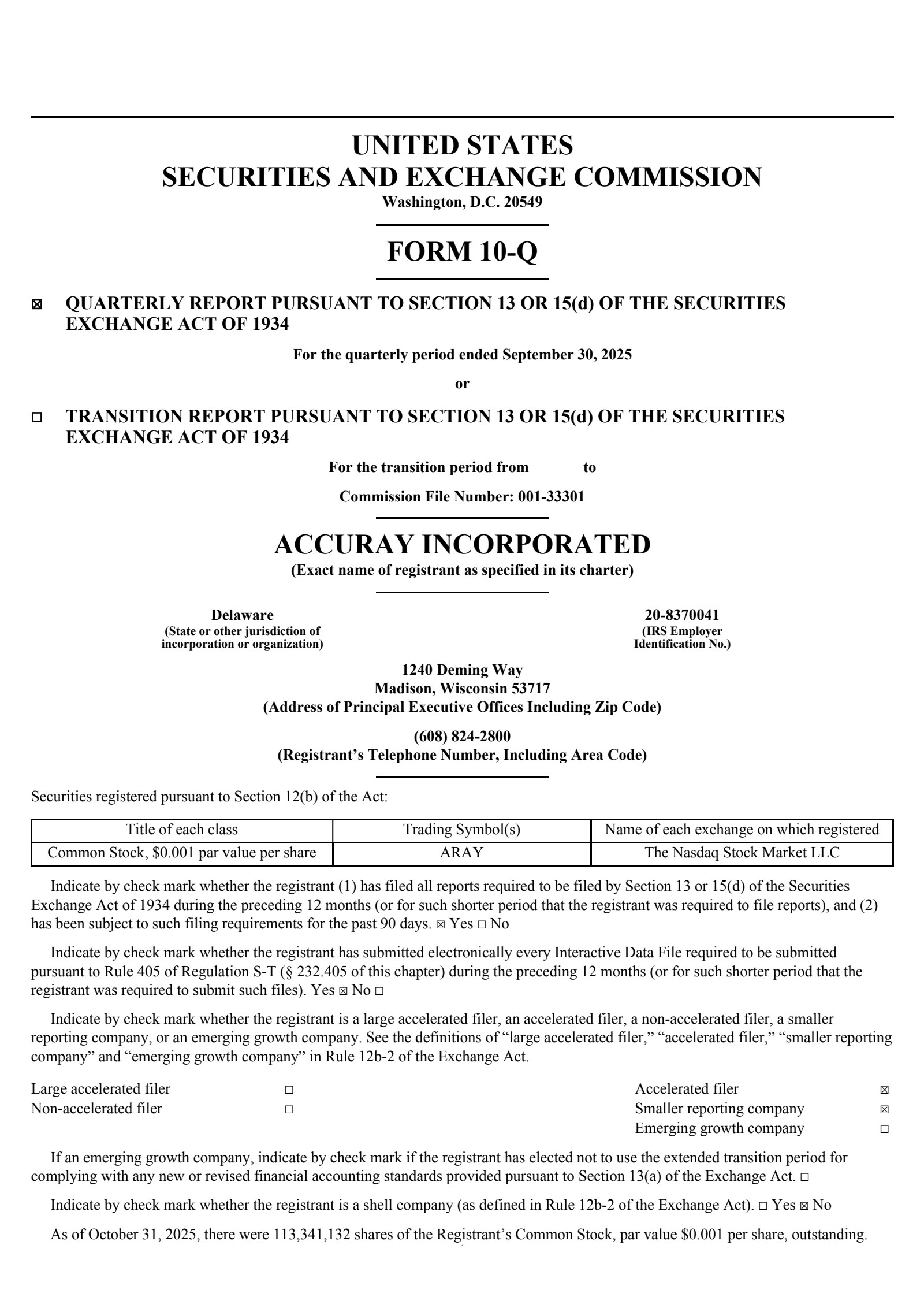 Accuray's Q1 2026 Quarterly Report