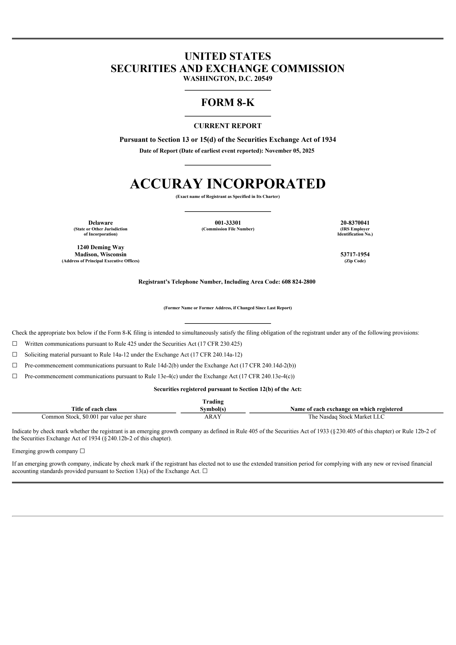 Accuray's Q1 2026 Earnings Release