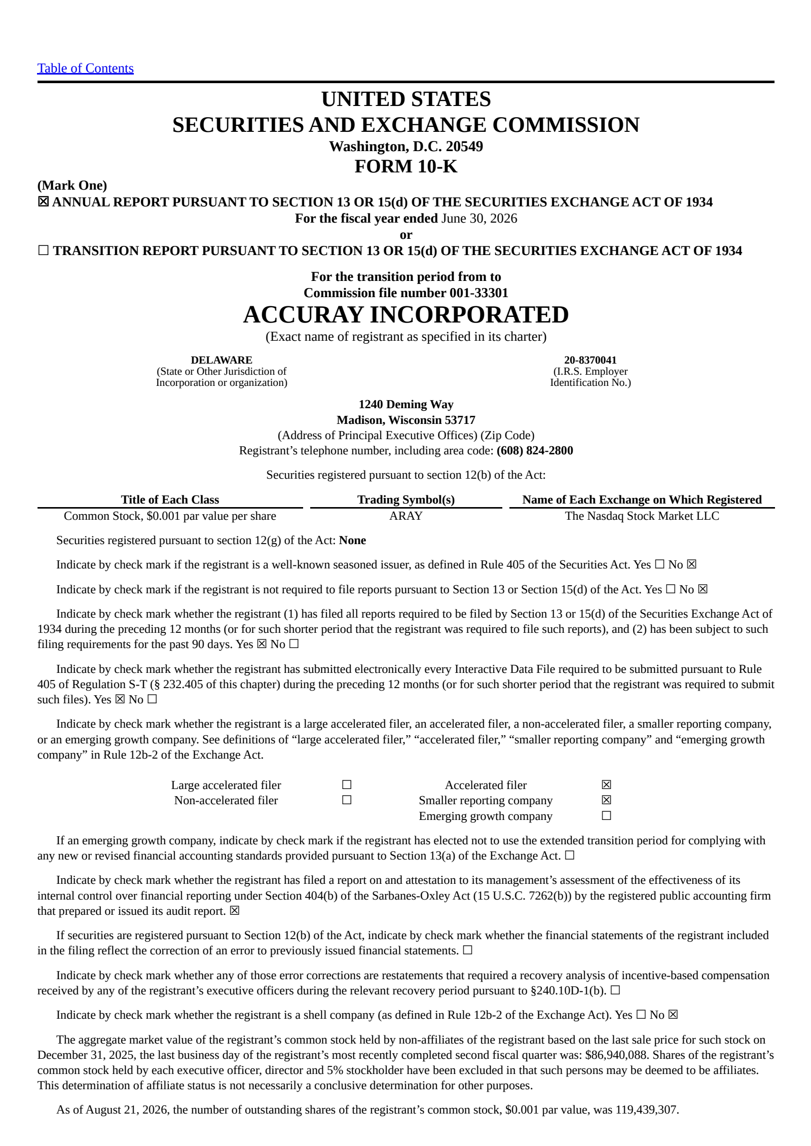 Accuray's Q4 2026 Annual report