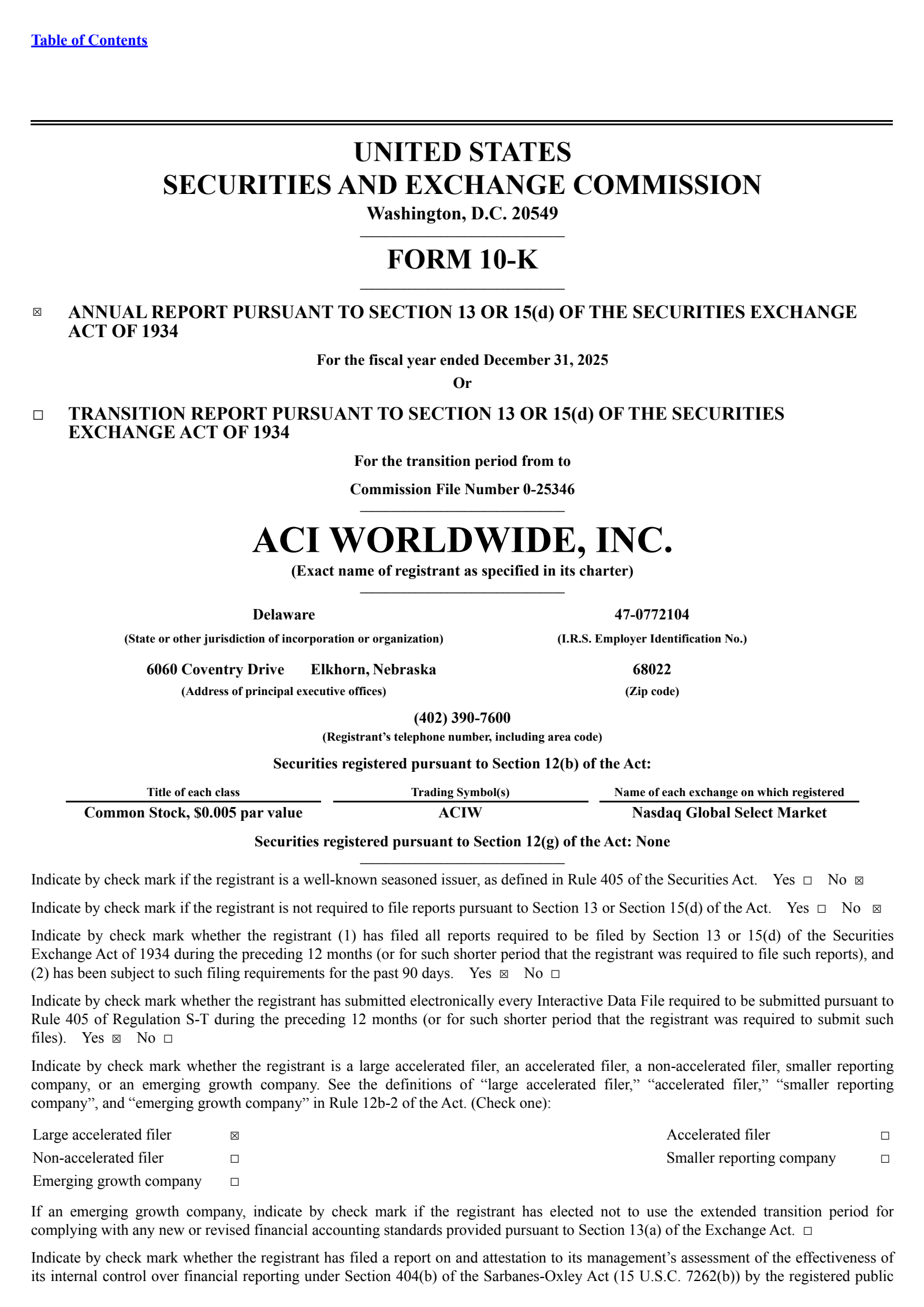 ACI Worldwide's Q4 2025 Annual report