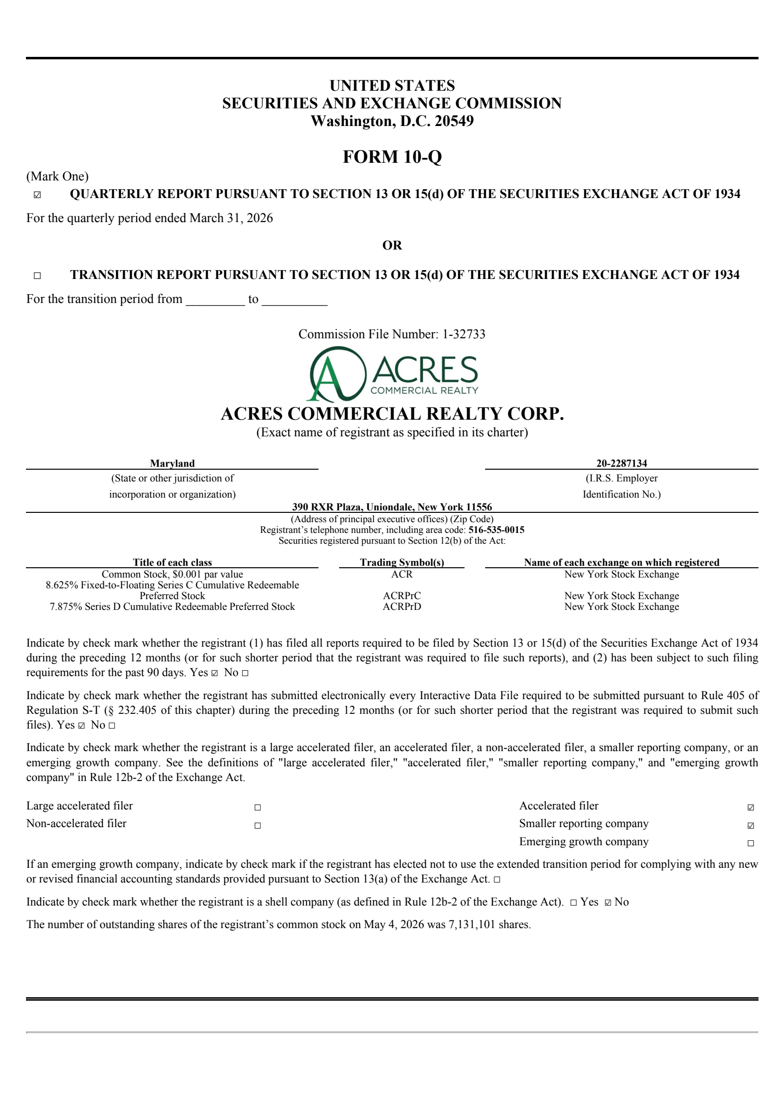 ACRES Commercial Realty's Q1 2026 Quarterly report