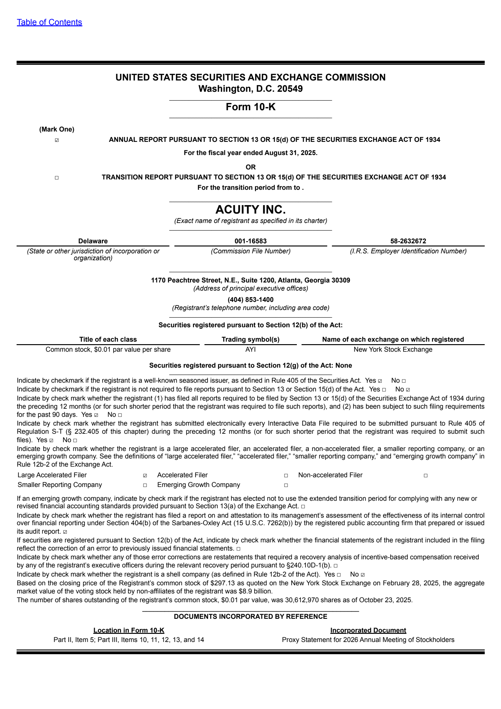 Acuity's Q4 2025 Annual Report