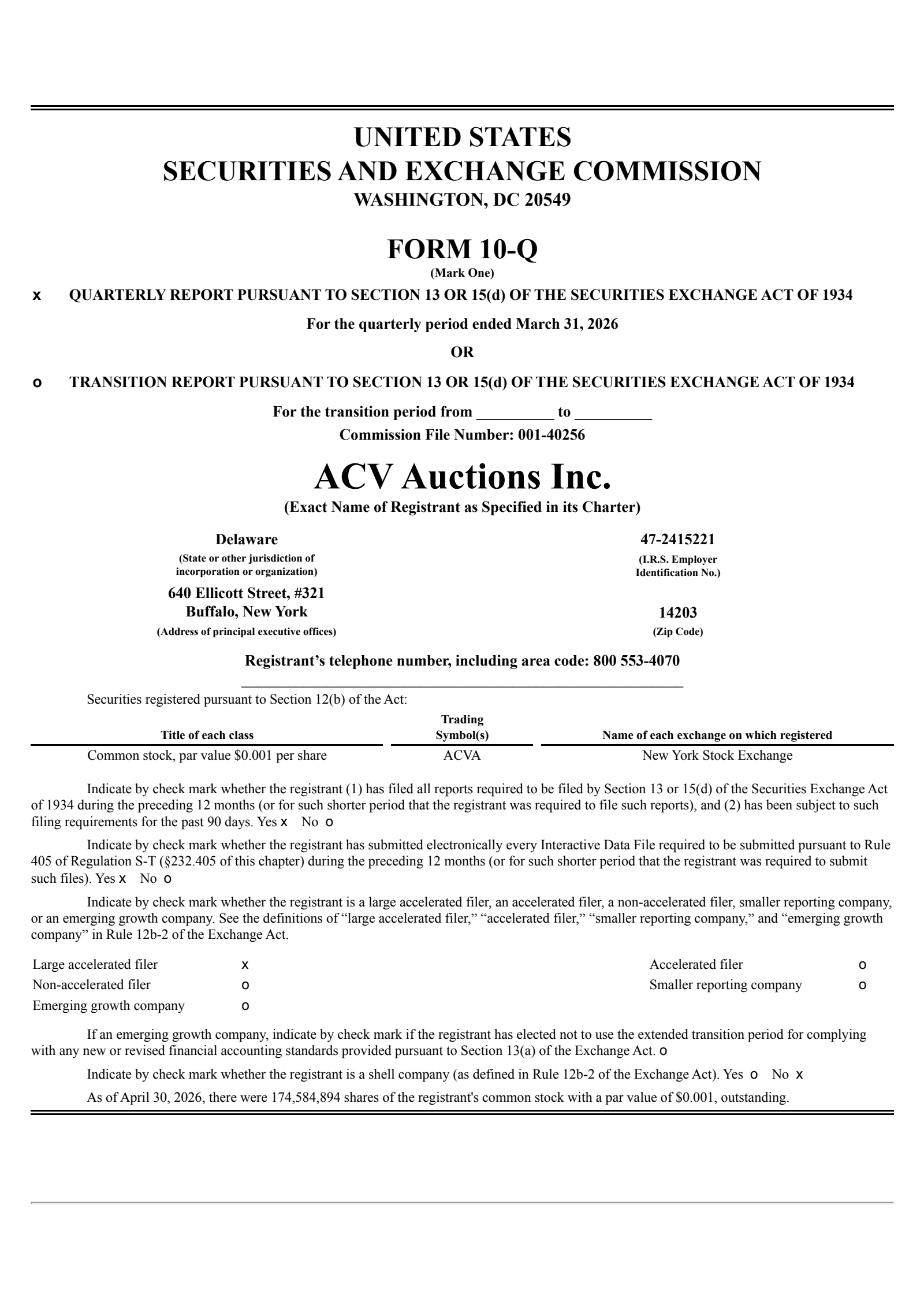 ACV Auctions' Q1 2026 Quarterly report