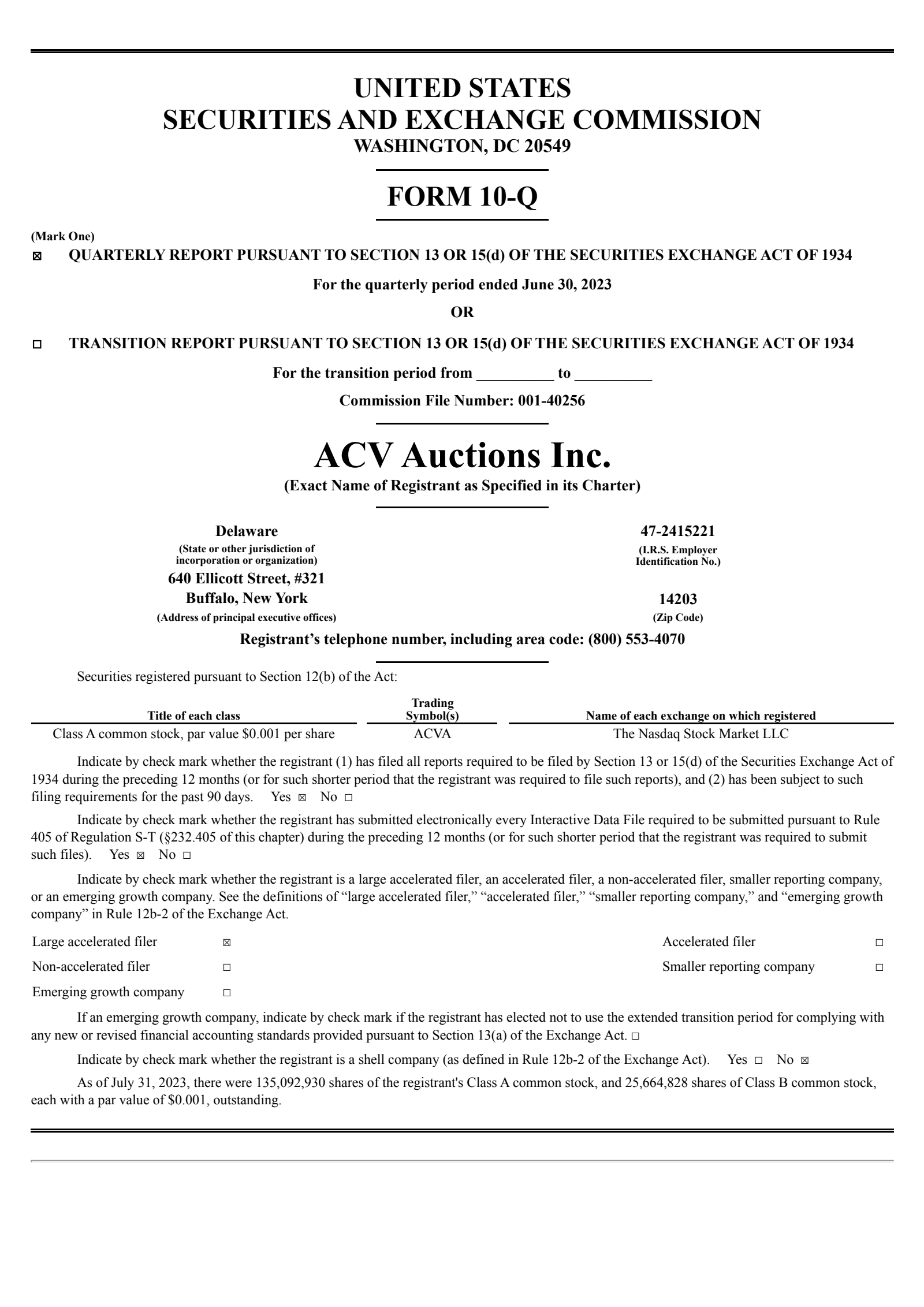 ACV Auctions' Q2 2023 Quarterly report