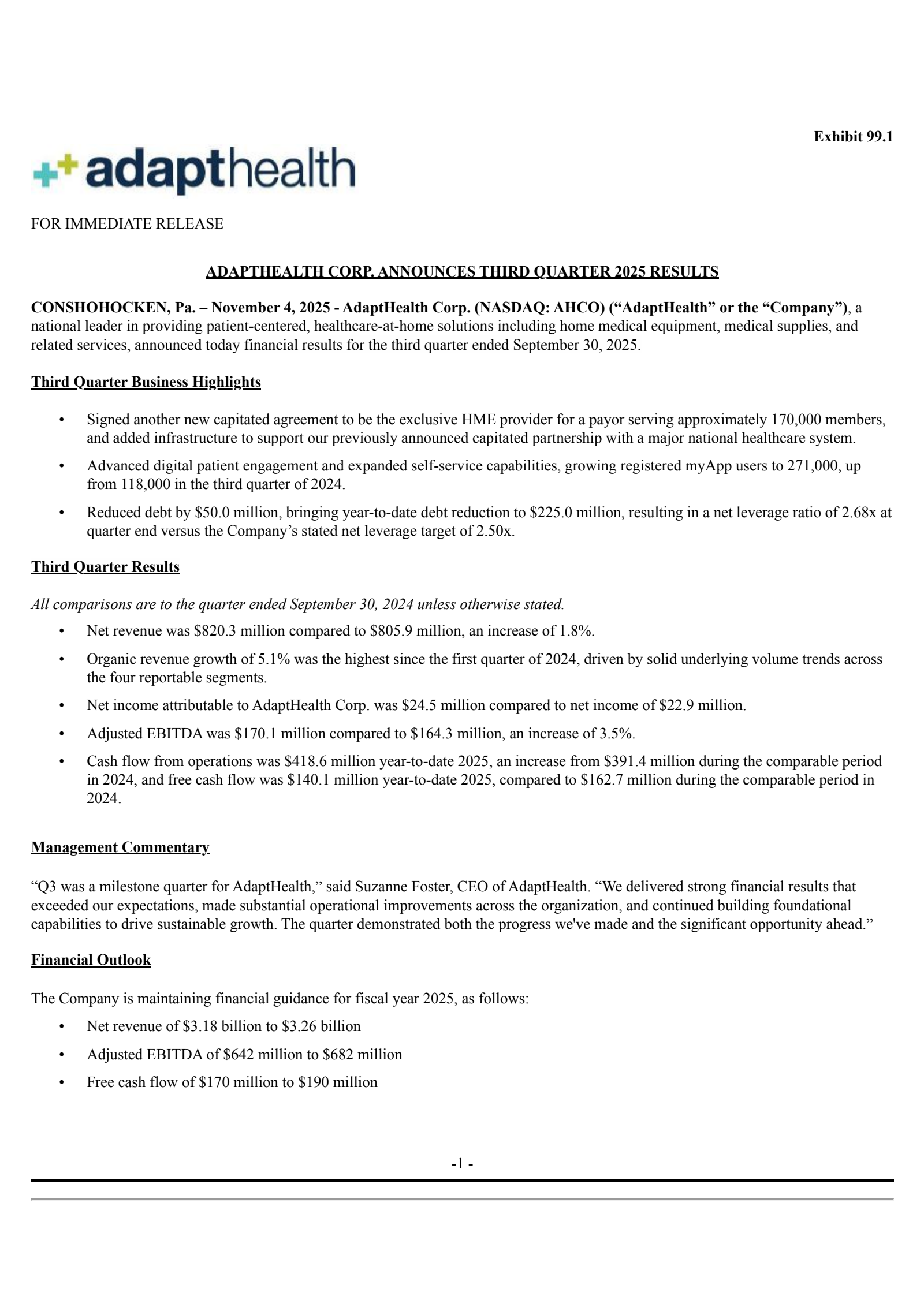AdaptHealth's Q3 2025 Earnings Release