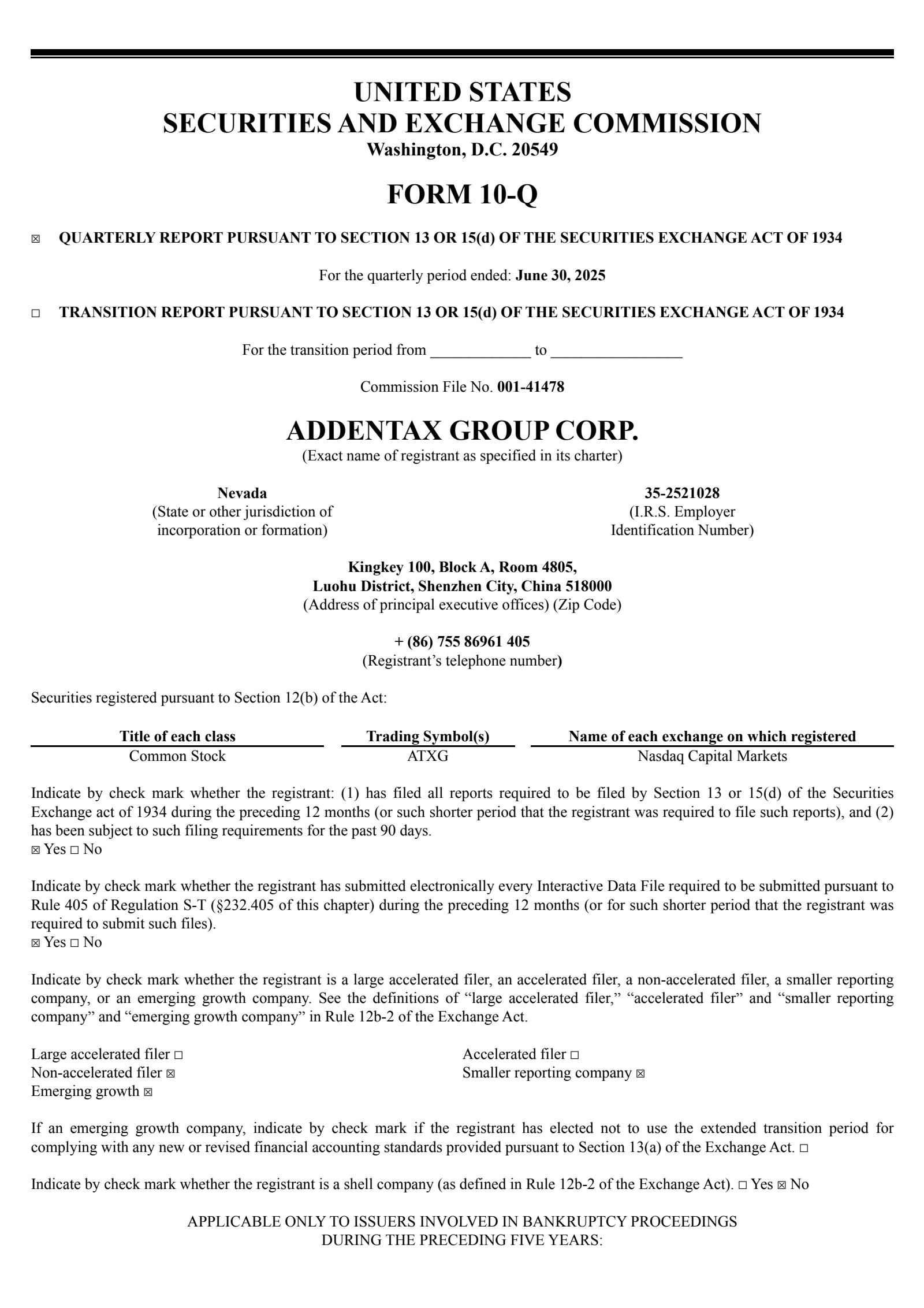 Addentax Group's Q1 2026 Quarterly report
