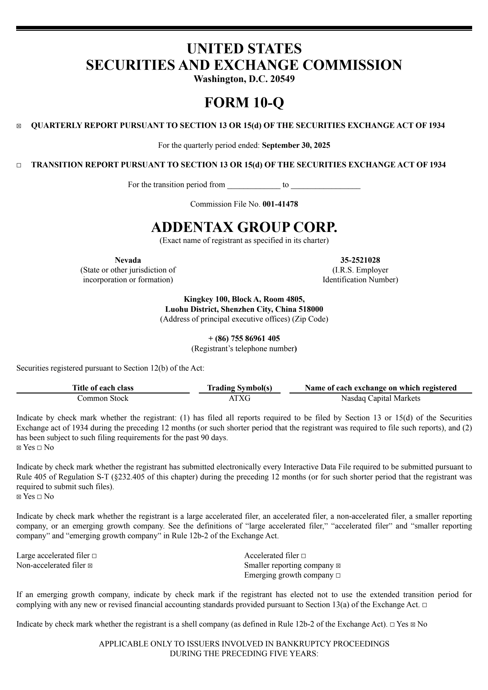 Addentax Group's Q2 2026 Quarterly report