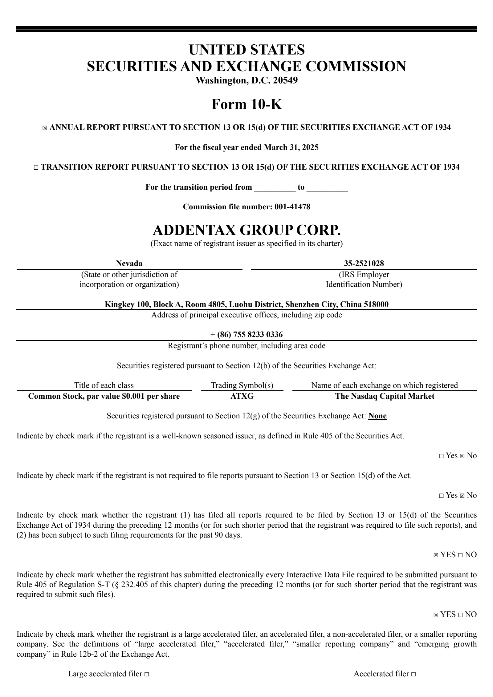 Addentax Group's Q4 2025 Annual report