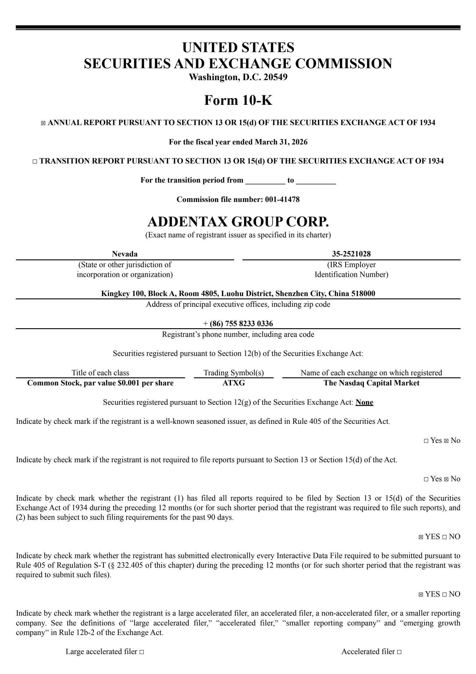 Addentax Group's Q4 2026 Annual report