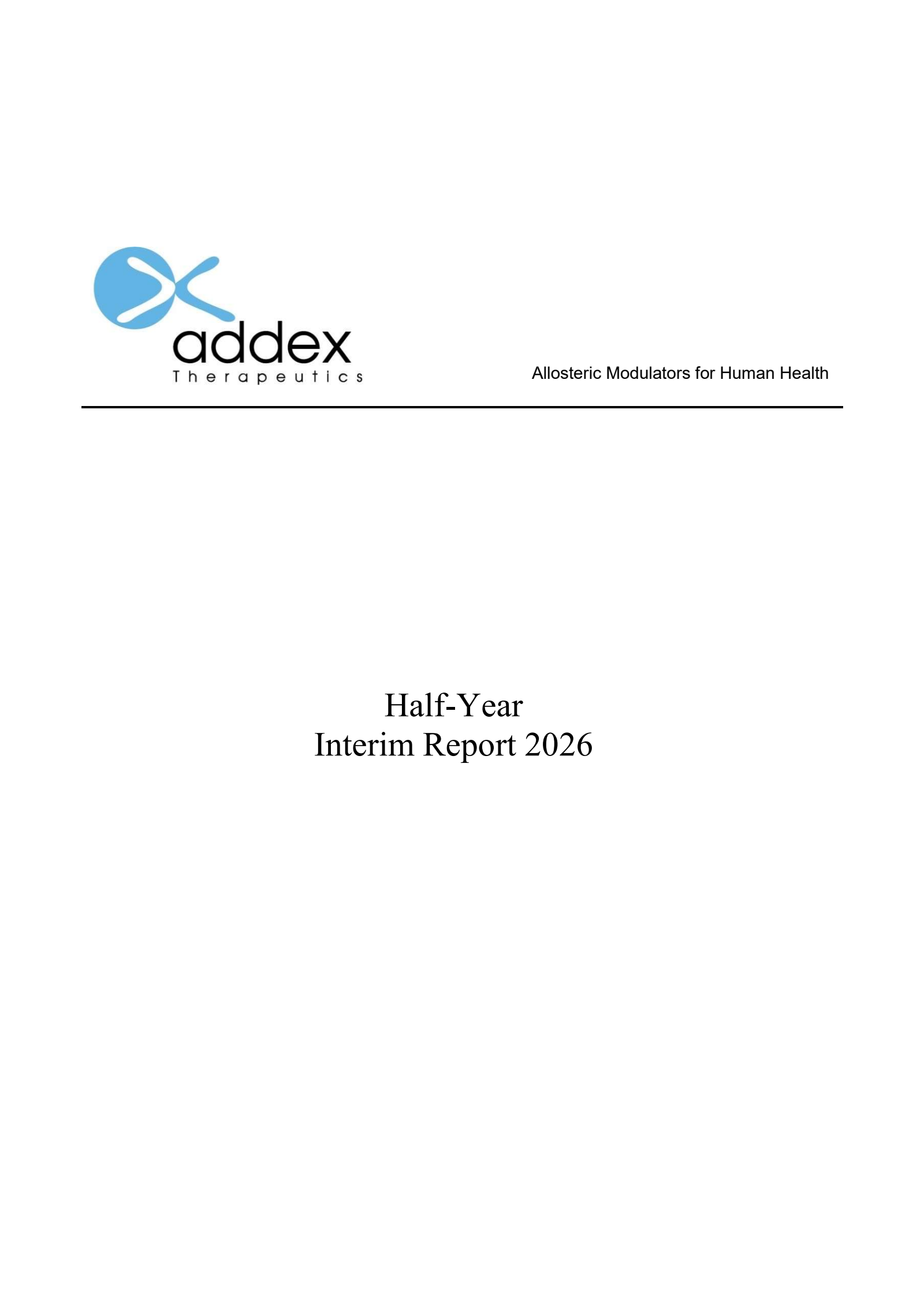 Addex Therapeutics' Q2 2026 Interim report