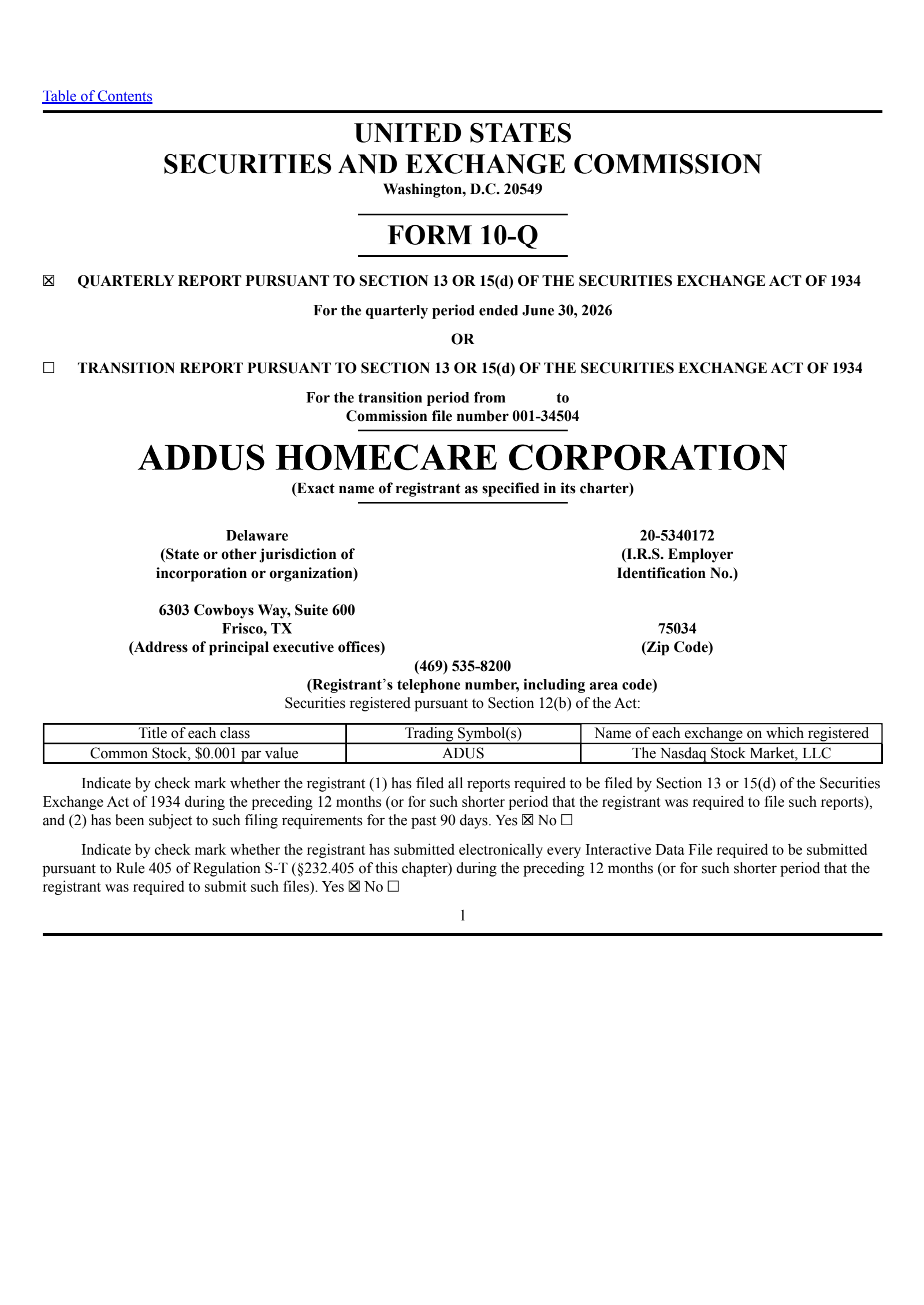 Addus HomeCare's Q2 2026 Quarterly report