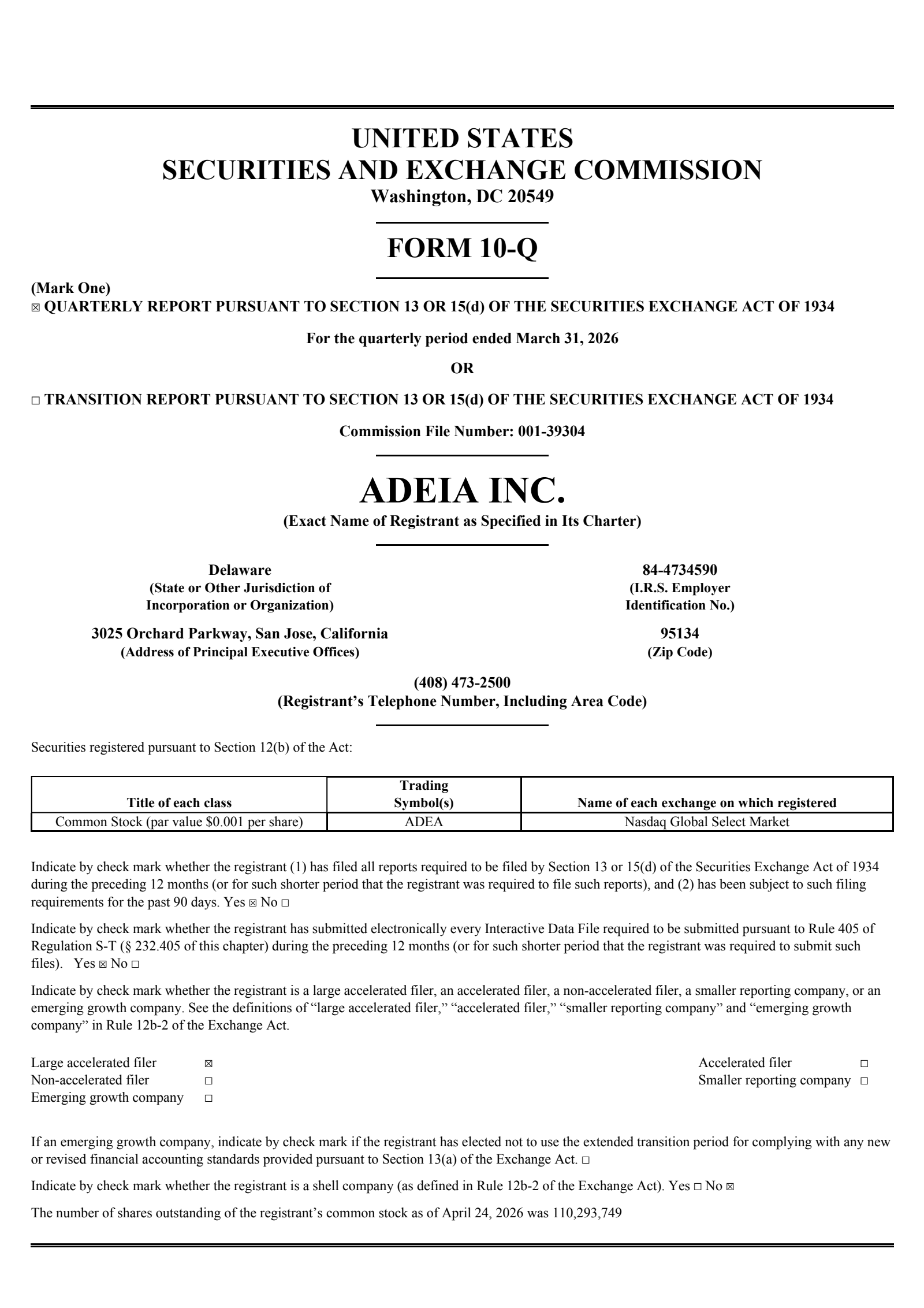 Adeia's Q1 2026 Quarterly report