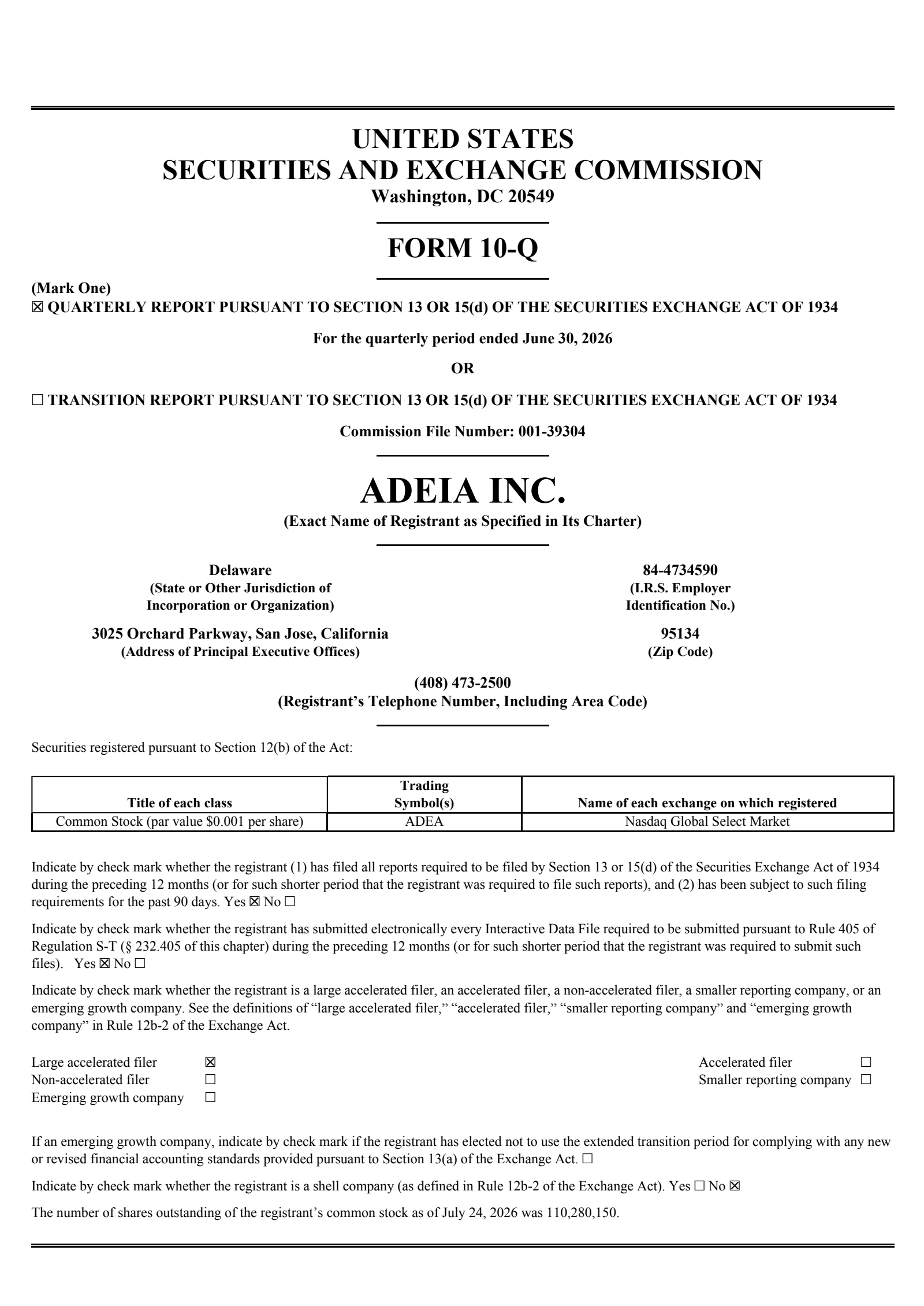 Adeia's Q2 2026 Quarterly report