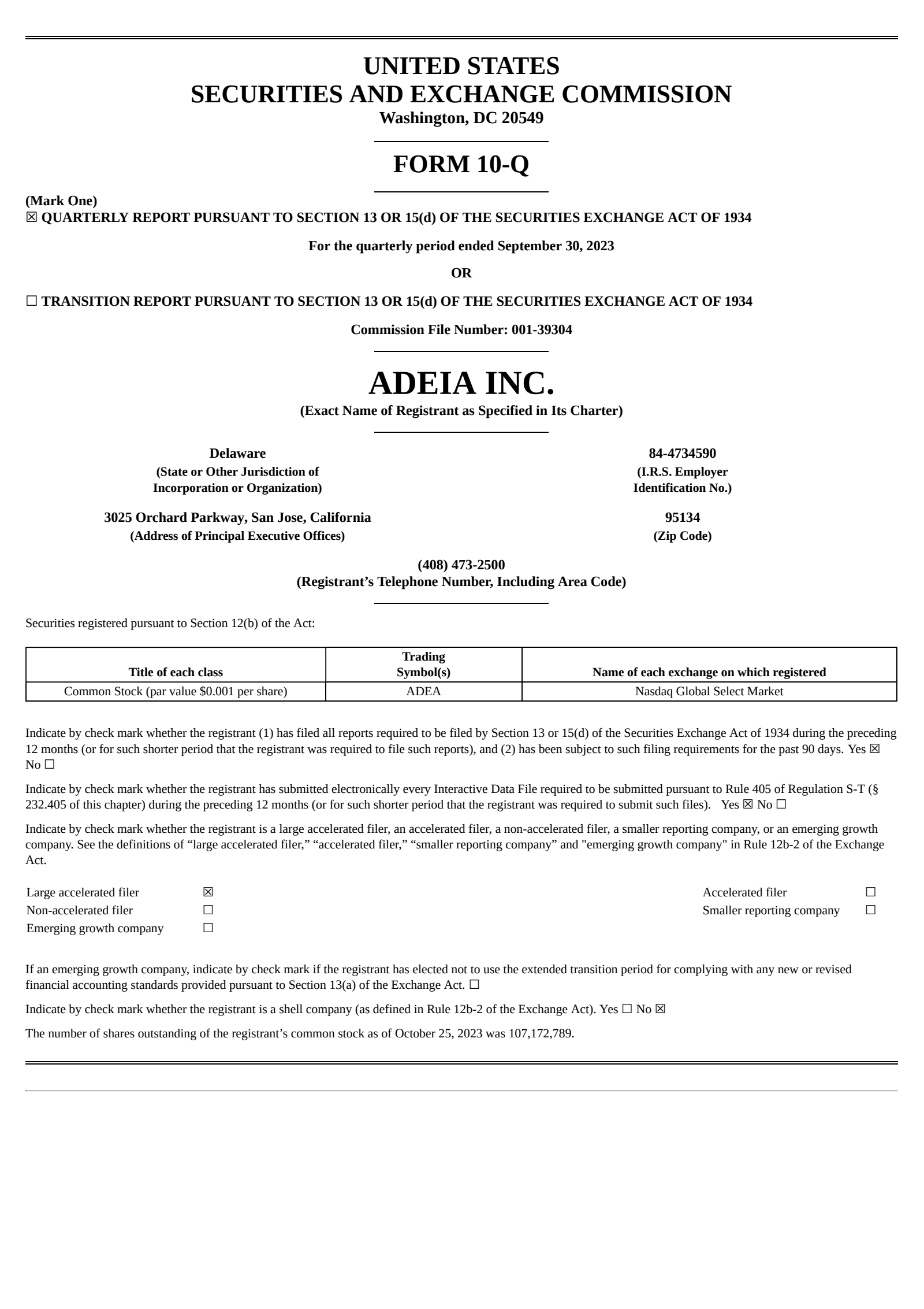 Adeia's Q3 2023 Quarterly Report
