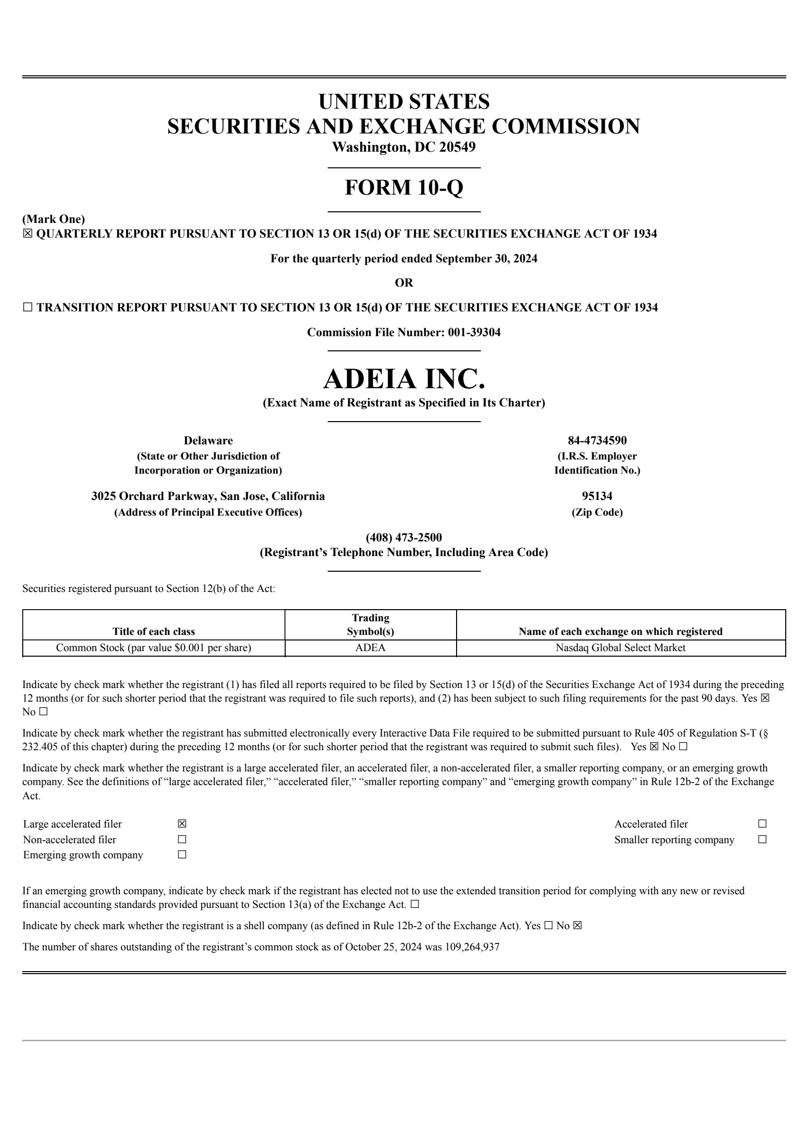 Adeia's Q3 2024 Quarterly Report