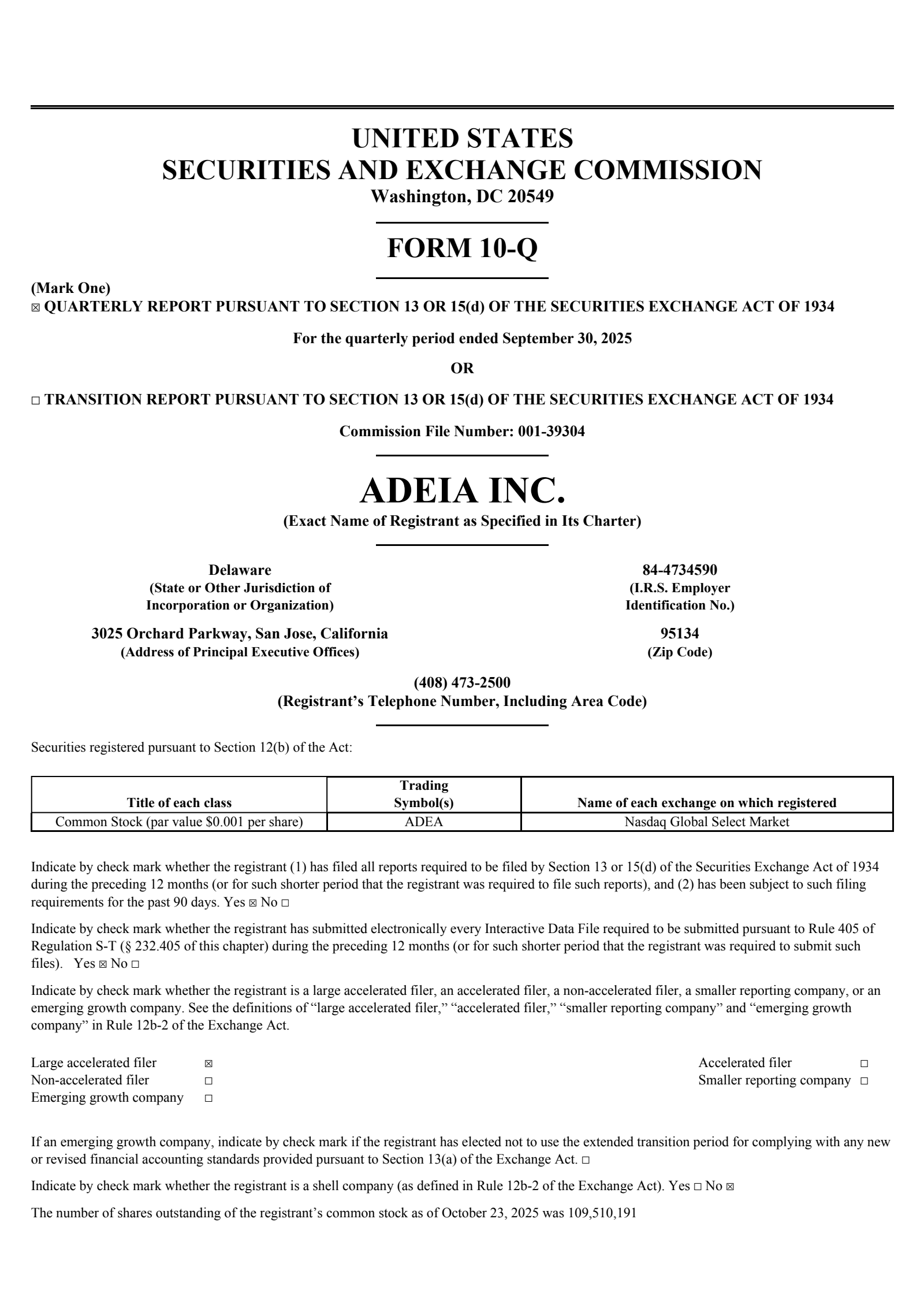 Adeia's Q3 2025 Quarterly Report