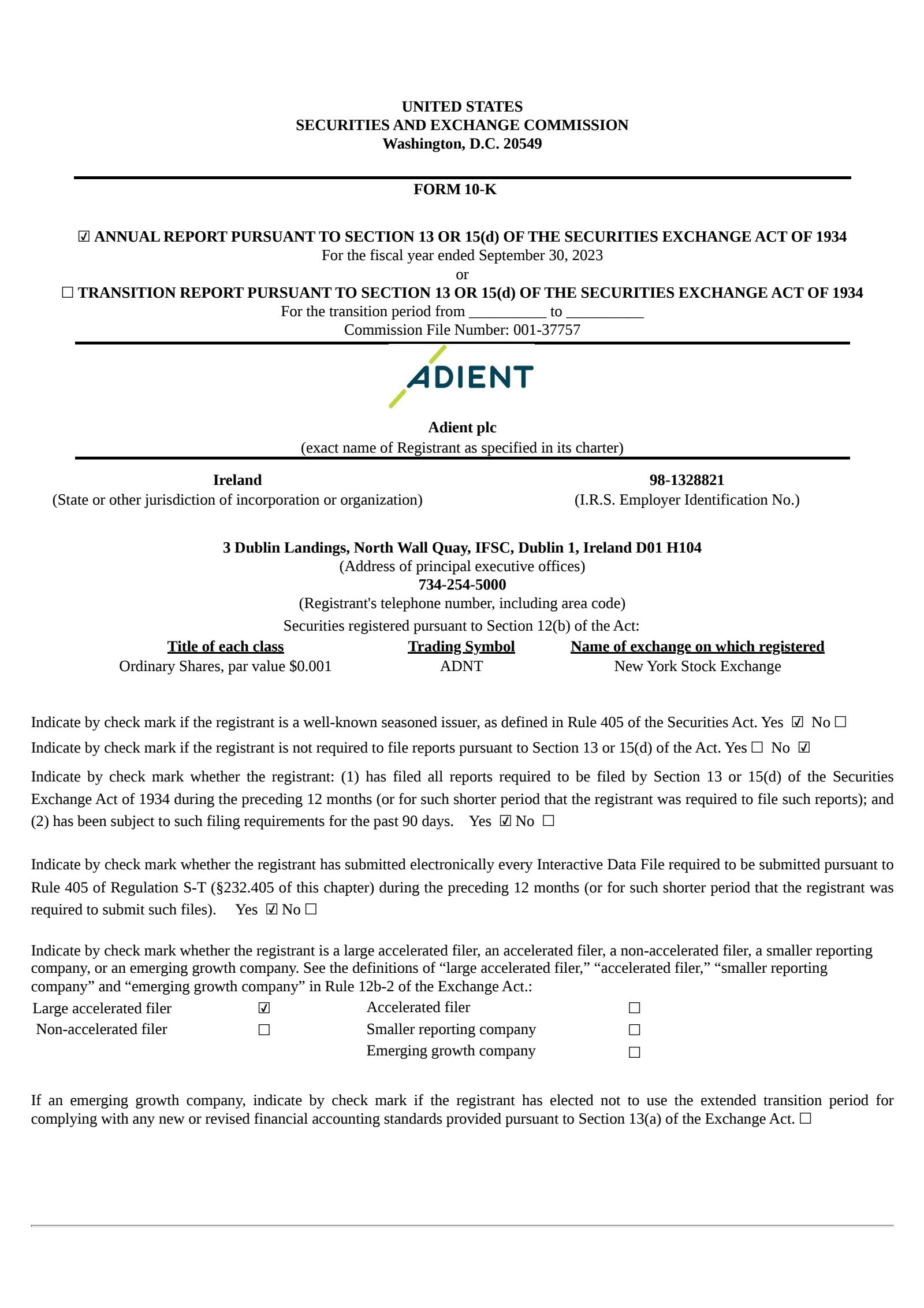 Adient's Q4 2023 Annual report