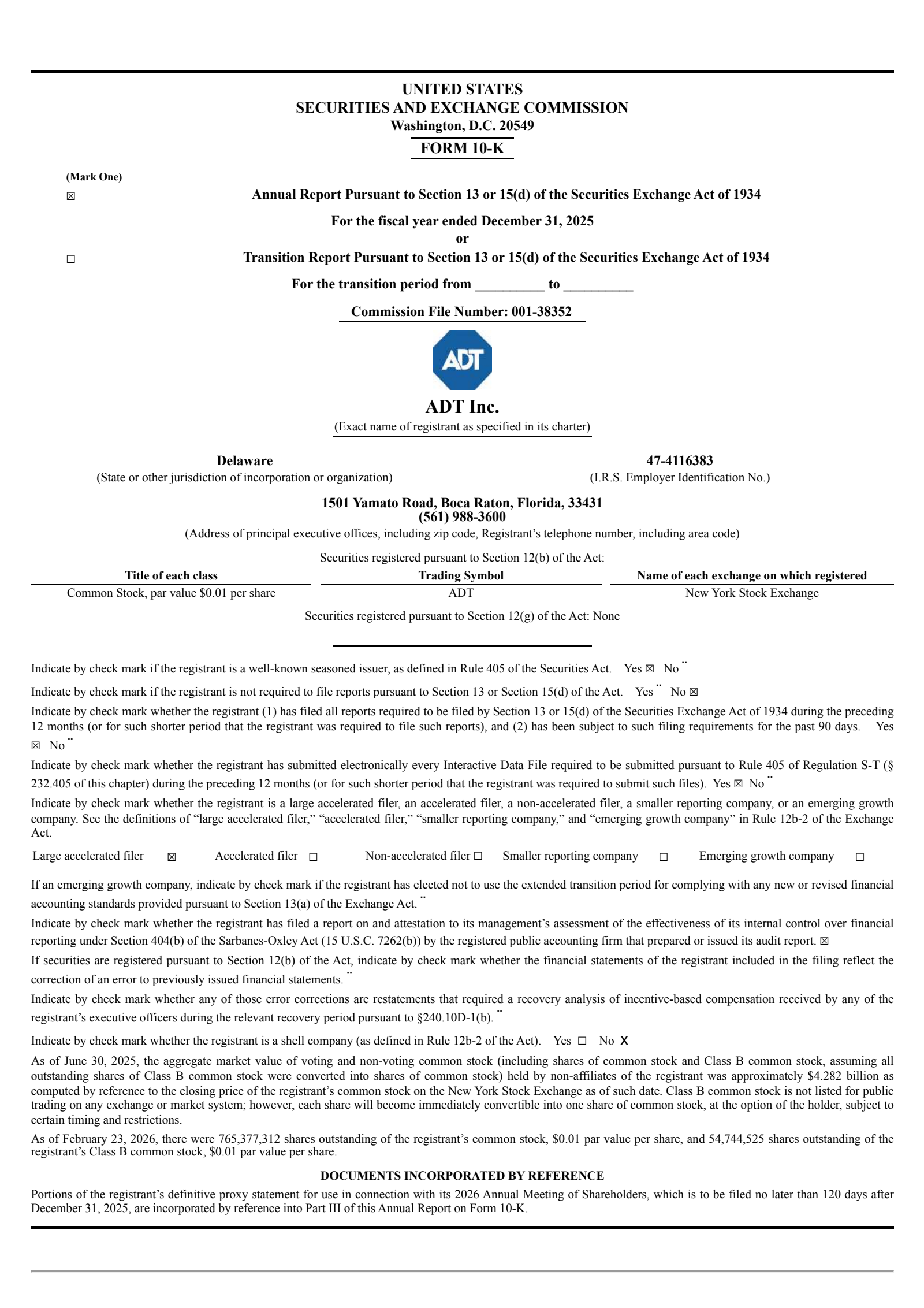 ADT's Q4 2025 Annual report