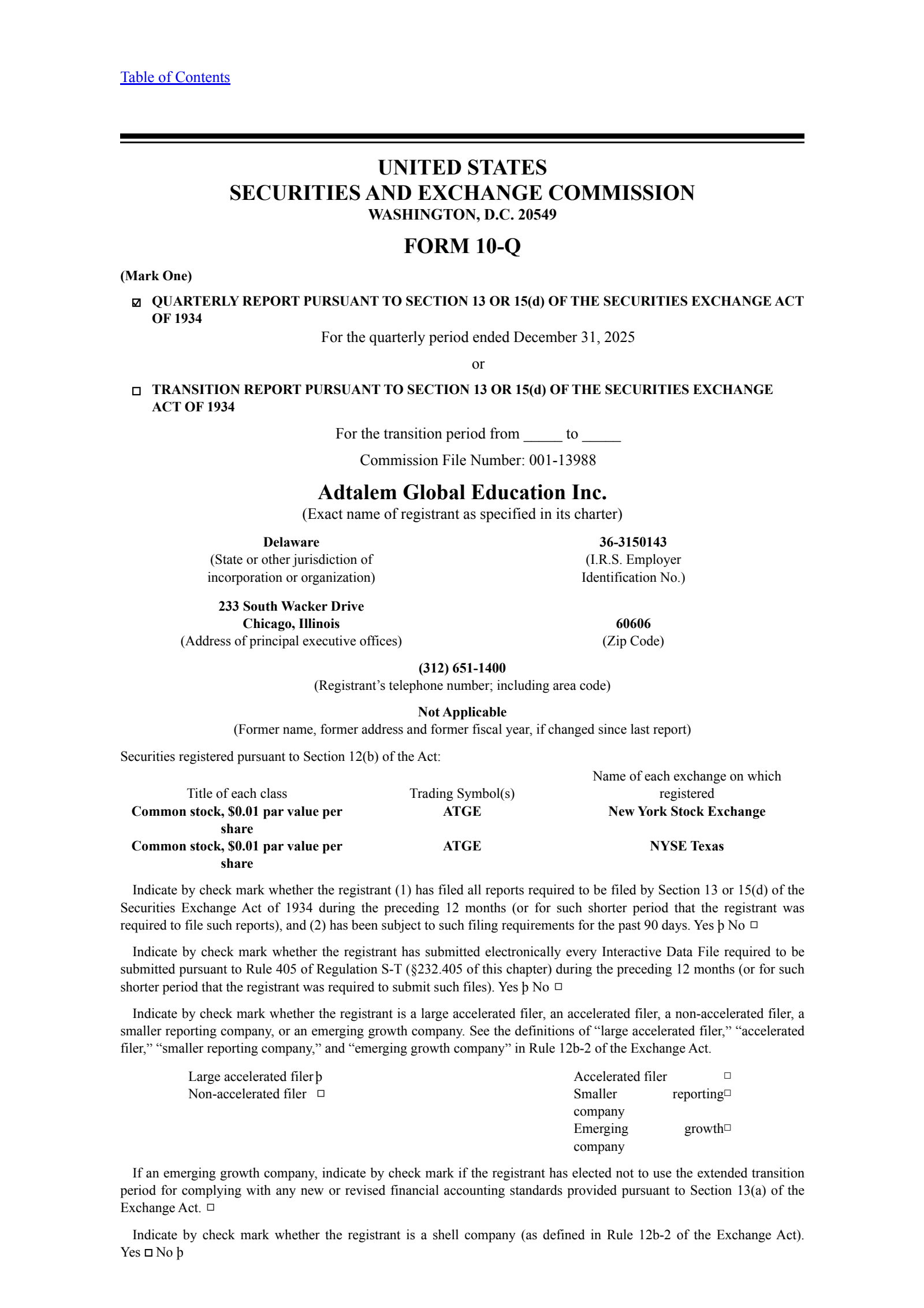 Adtalem Global Education's Q2 2026 Quarterly report