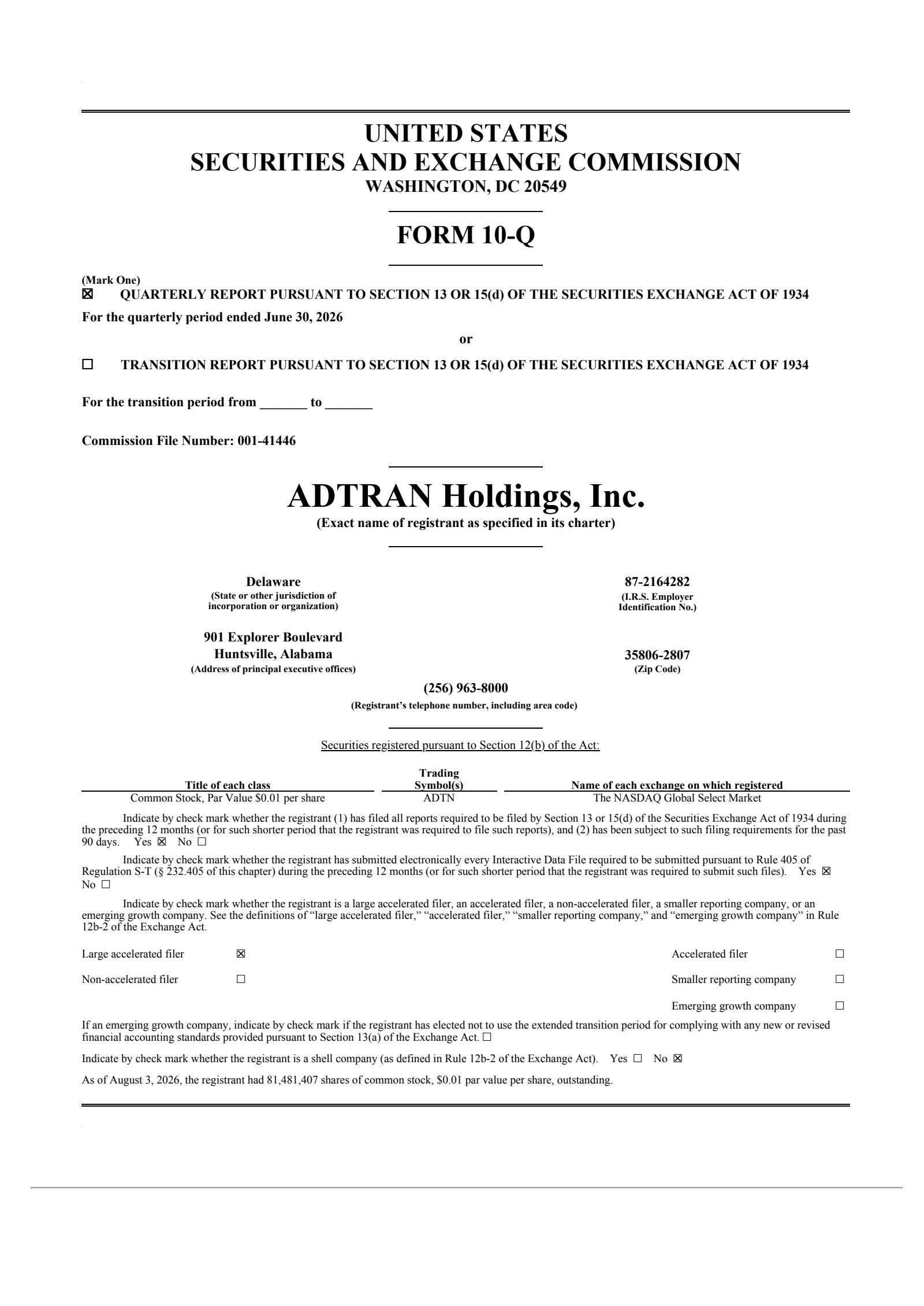 ADTRAN's Q2 2026 Quarterly report