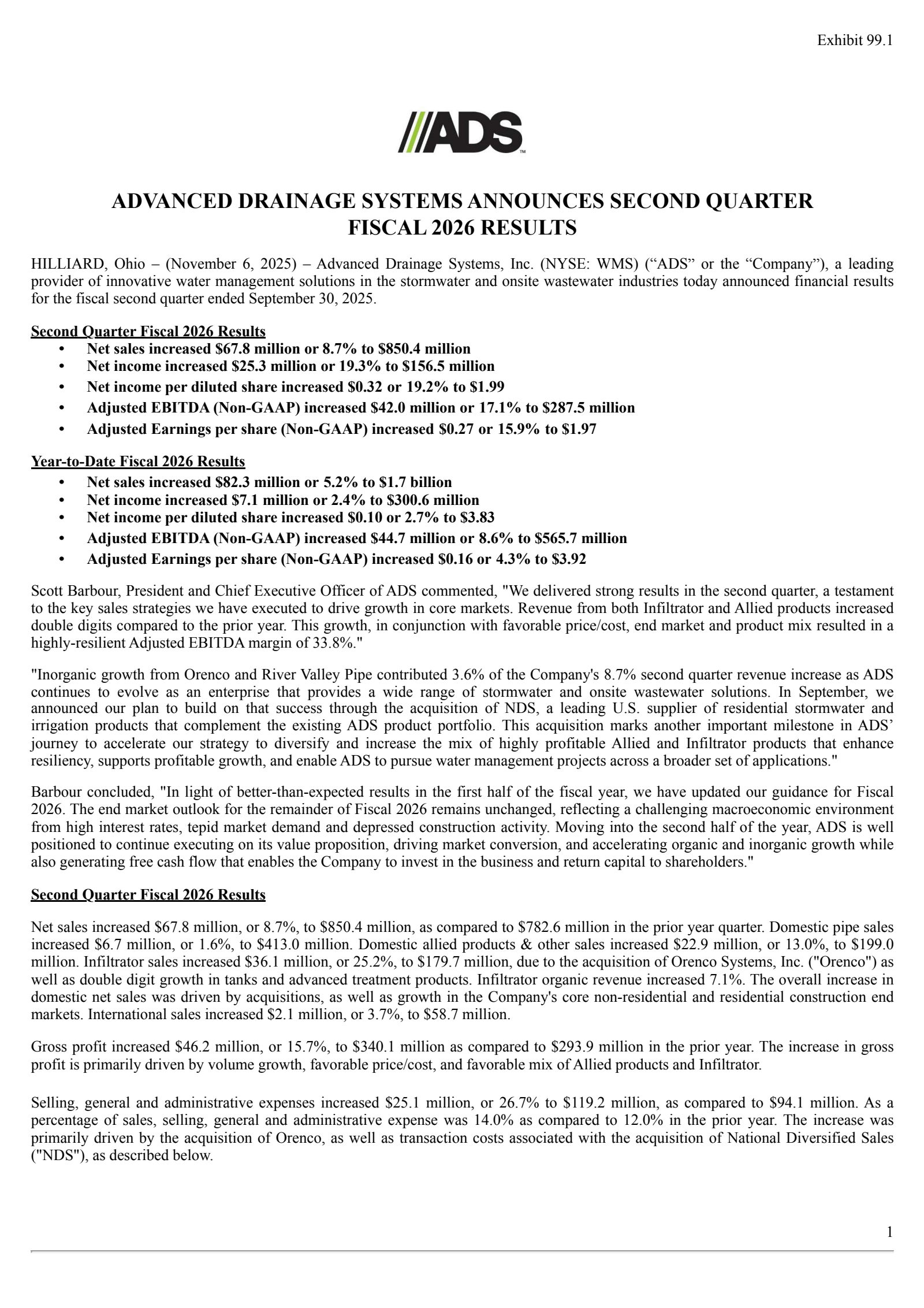 Advanced Drainage Systems' Q2 2026 Earnings Release
