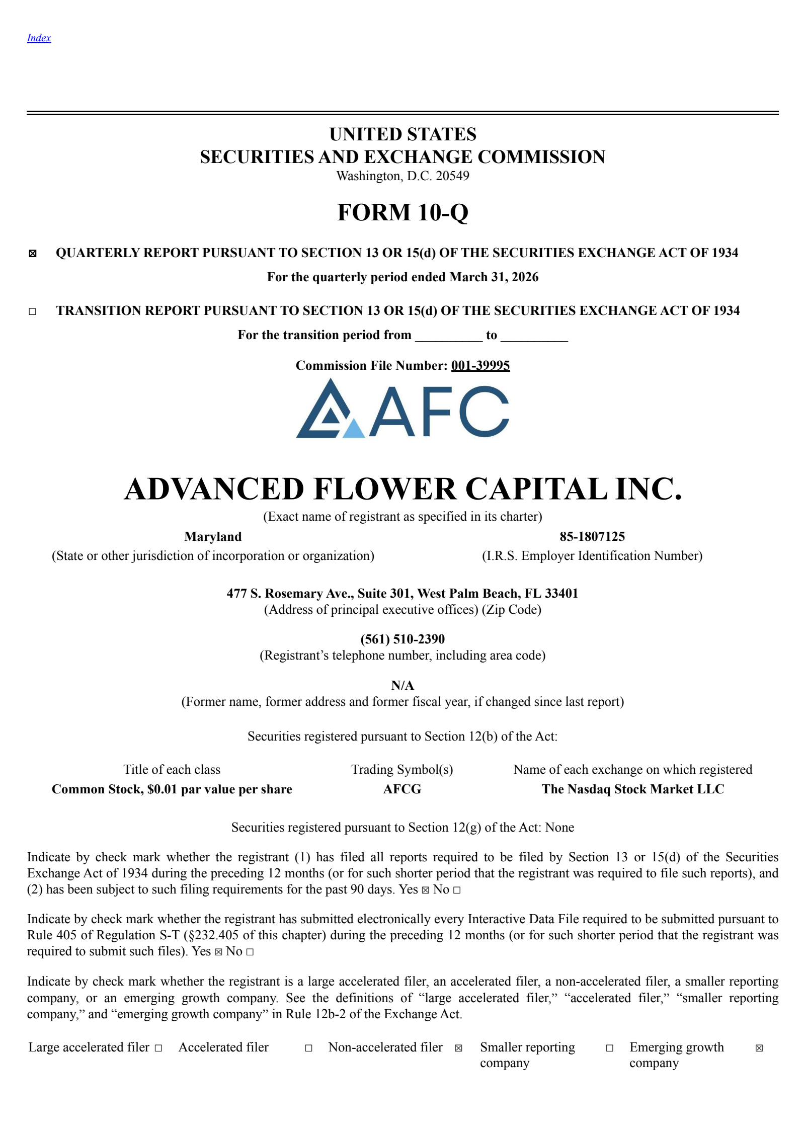 AFC Gamma's Q1 2026 Quarterly report