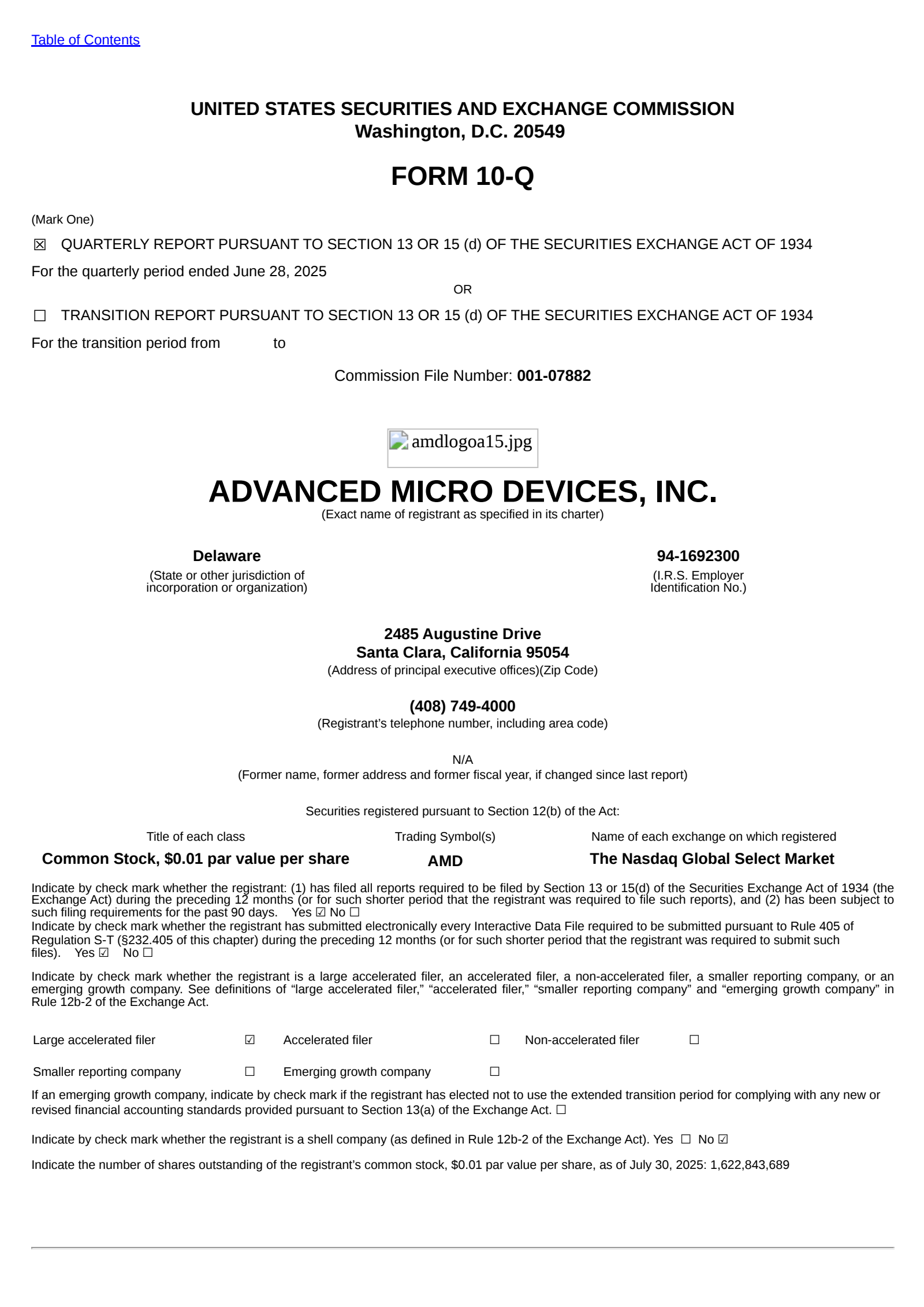Advanced Micro Devices' Q2 2025 Quarterly report