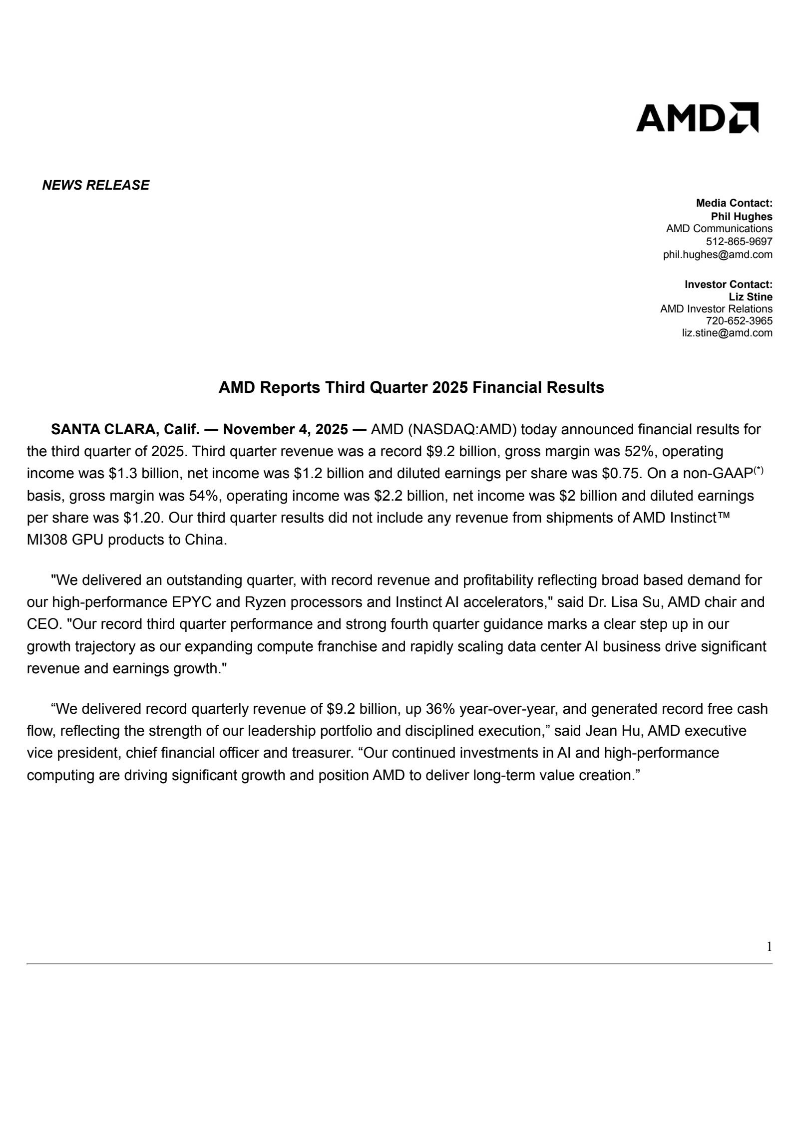Advanced Micro Devices' Q3 2025 Earnings Release