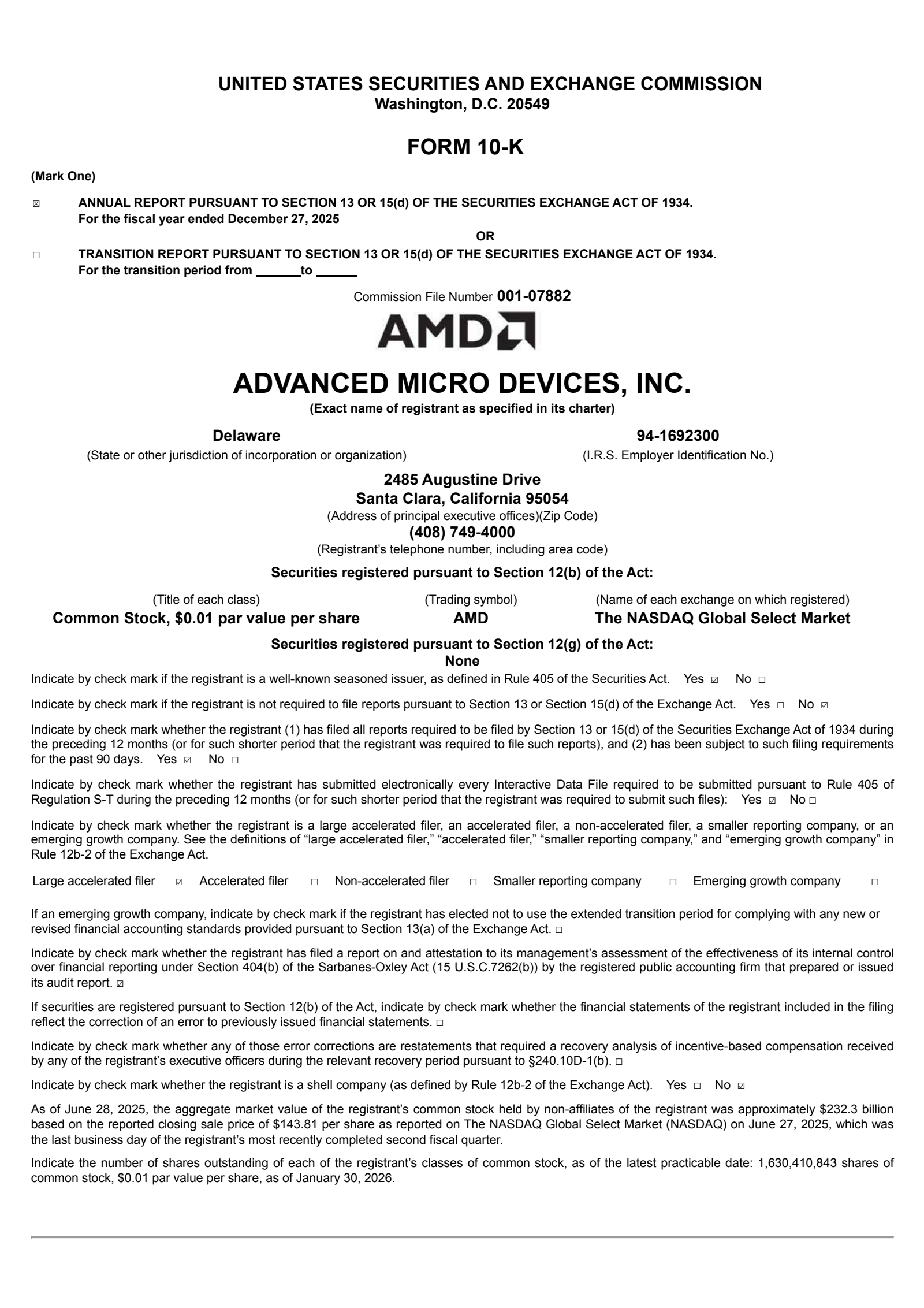 Advanced Micro Devices' Q4 2025 Annual report