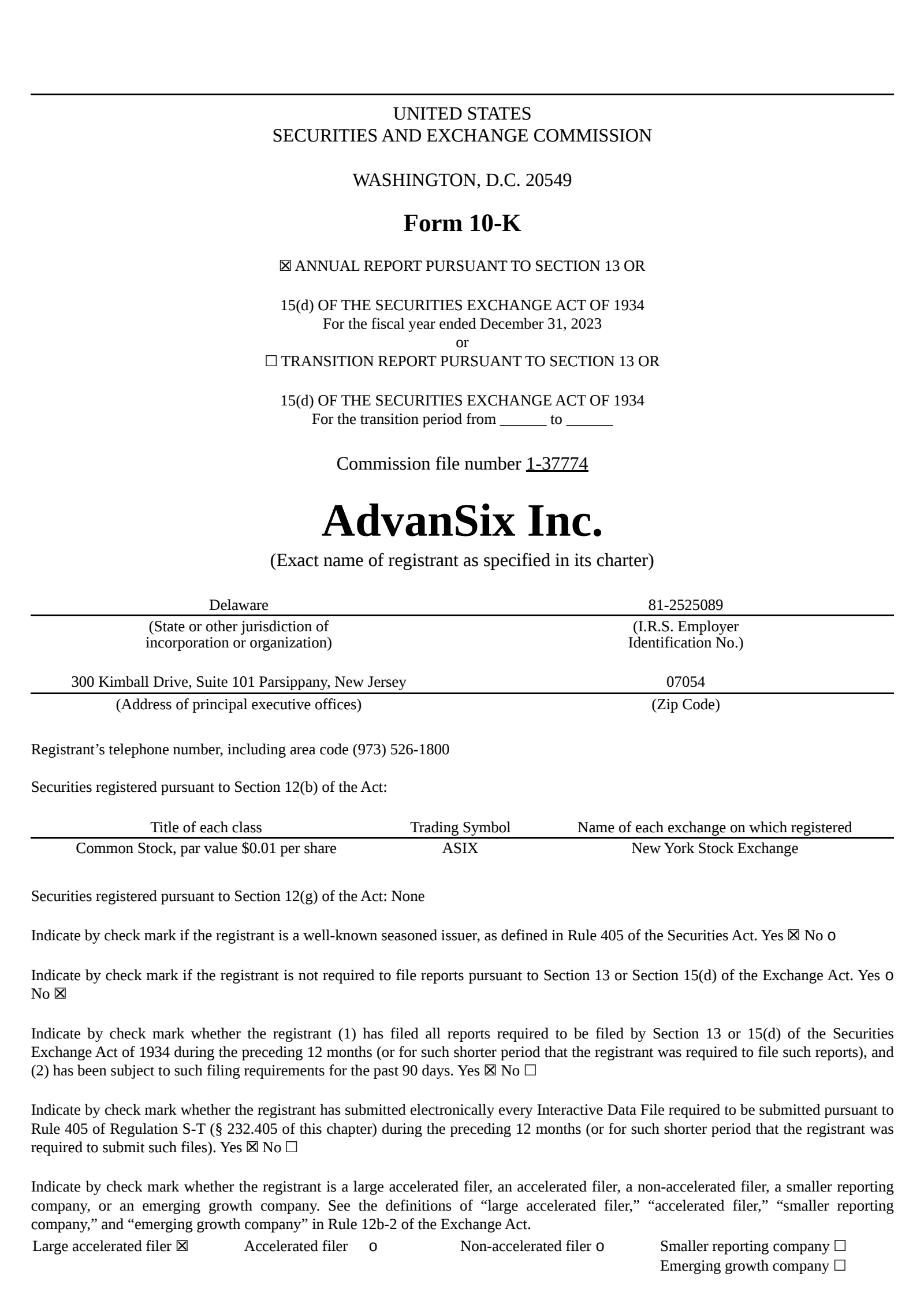 AdvanSix's Q4 2023 Annual report